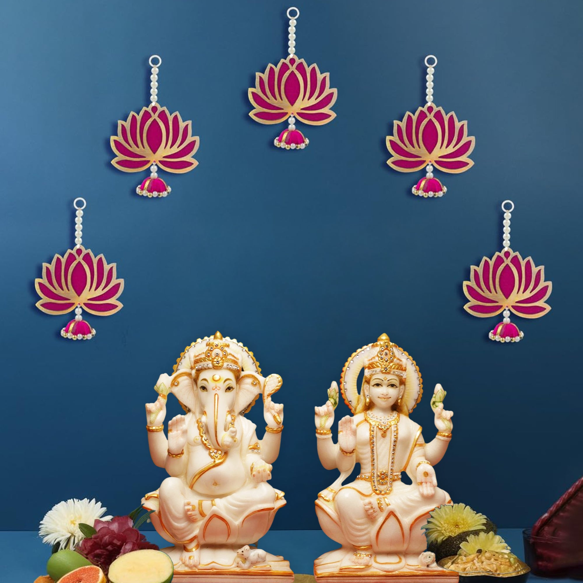 Diwali Lotus Hanging-5pcs