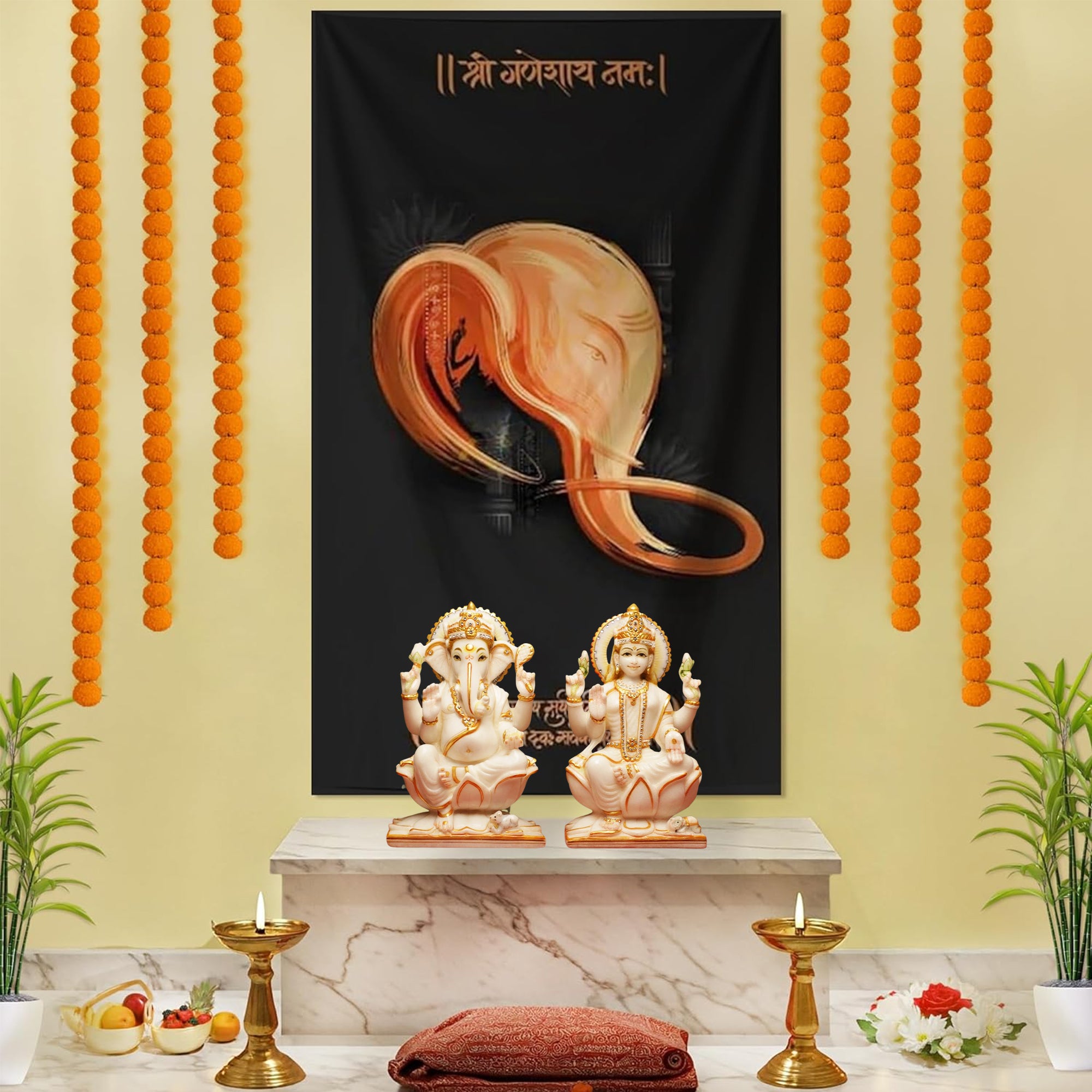Ganpati floral Diwali Backdrop