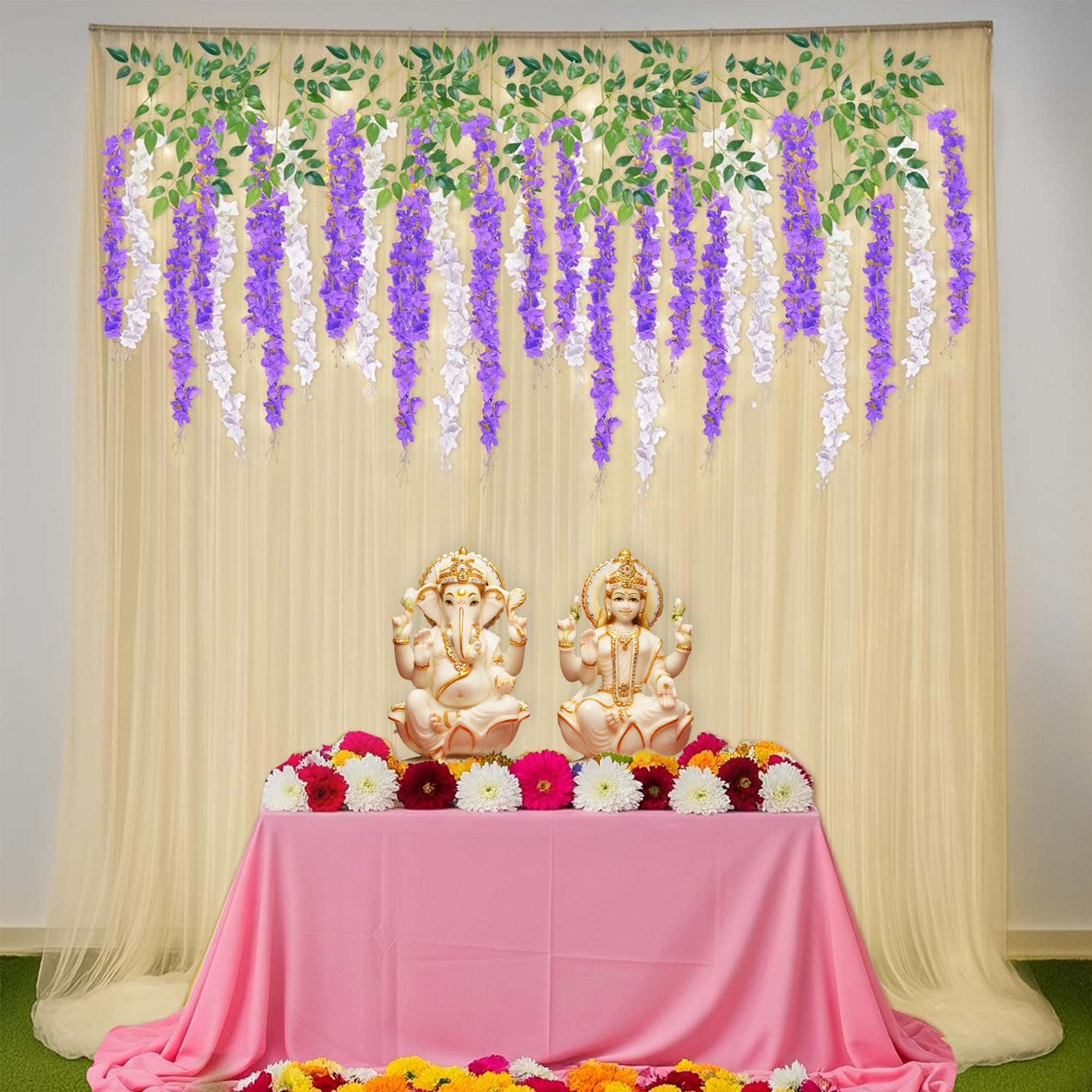 Diwali White & Purple Decor