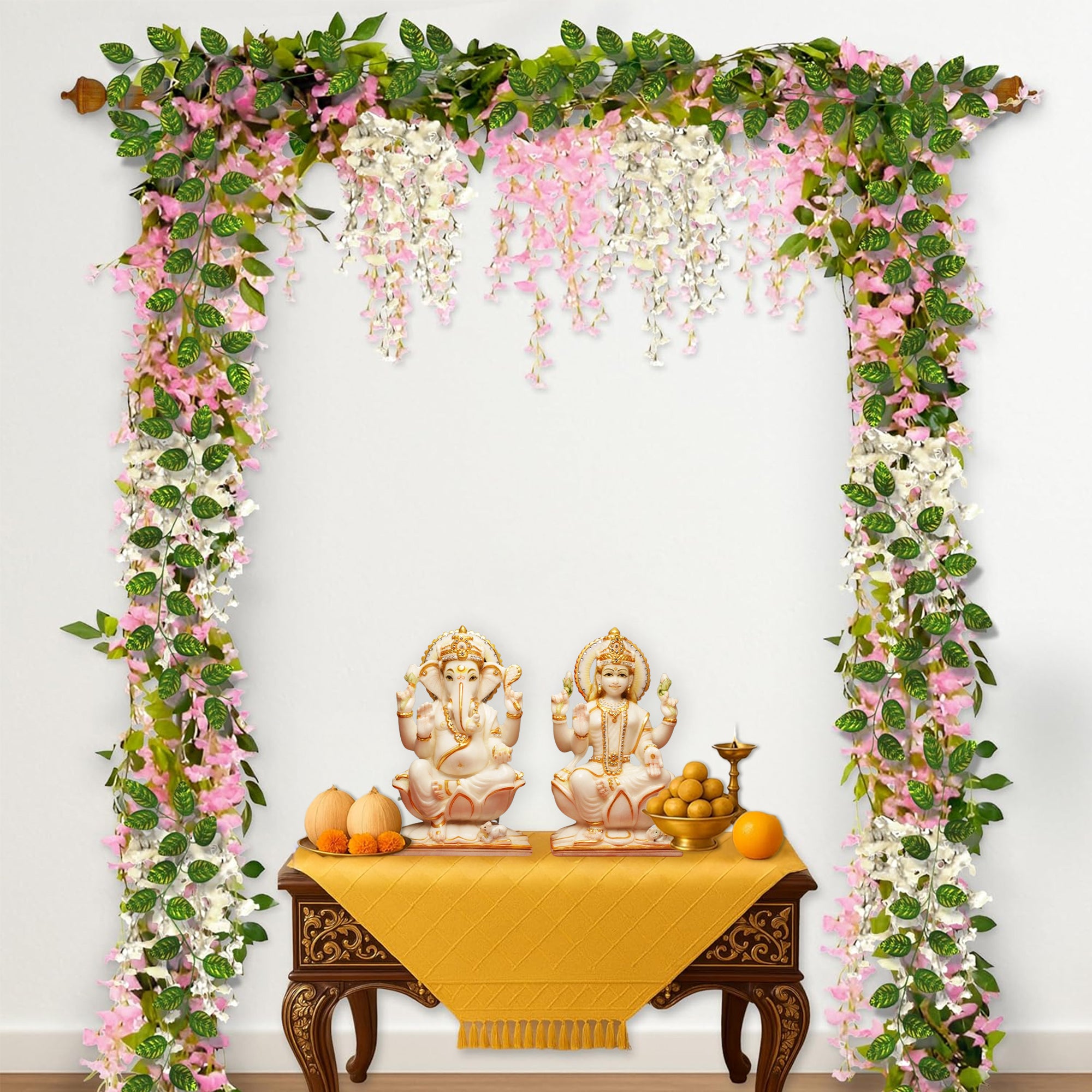 Soft Pink Diwali Pooja Decor