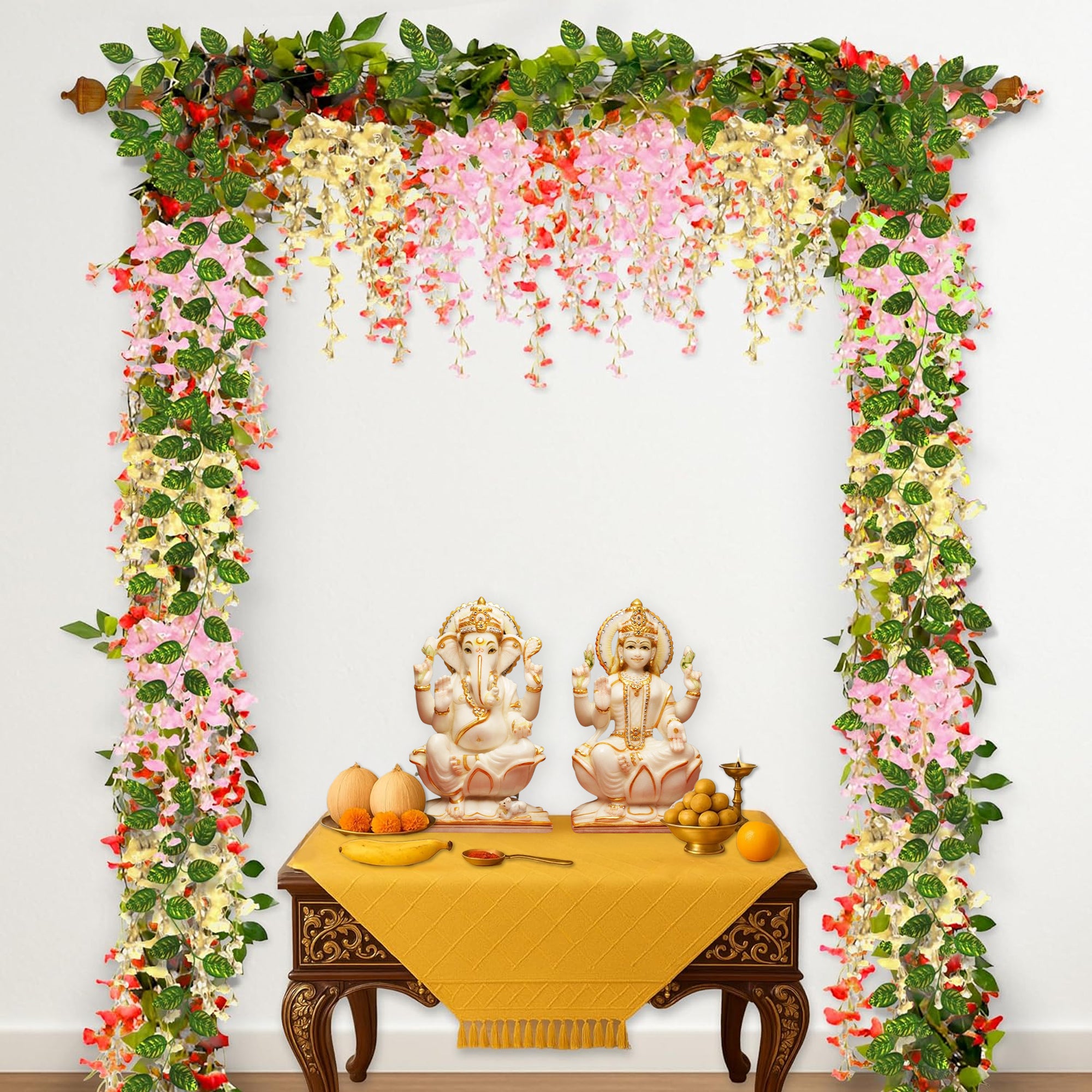 Pink Petals Pooja Setup