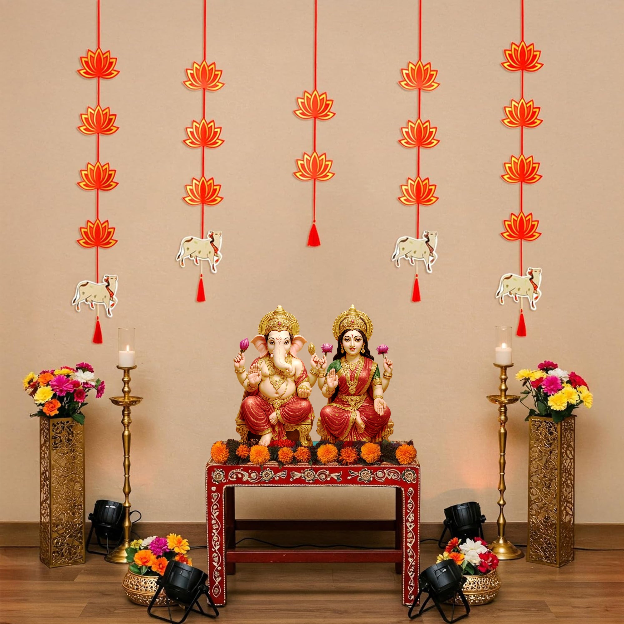 Diwali Lotus Hanging with Cow