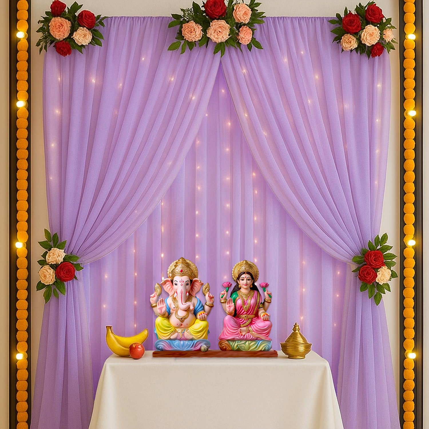 Shubh Deepavali Lavender Glow & Curtain Lights