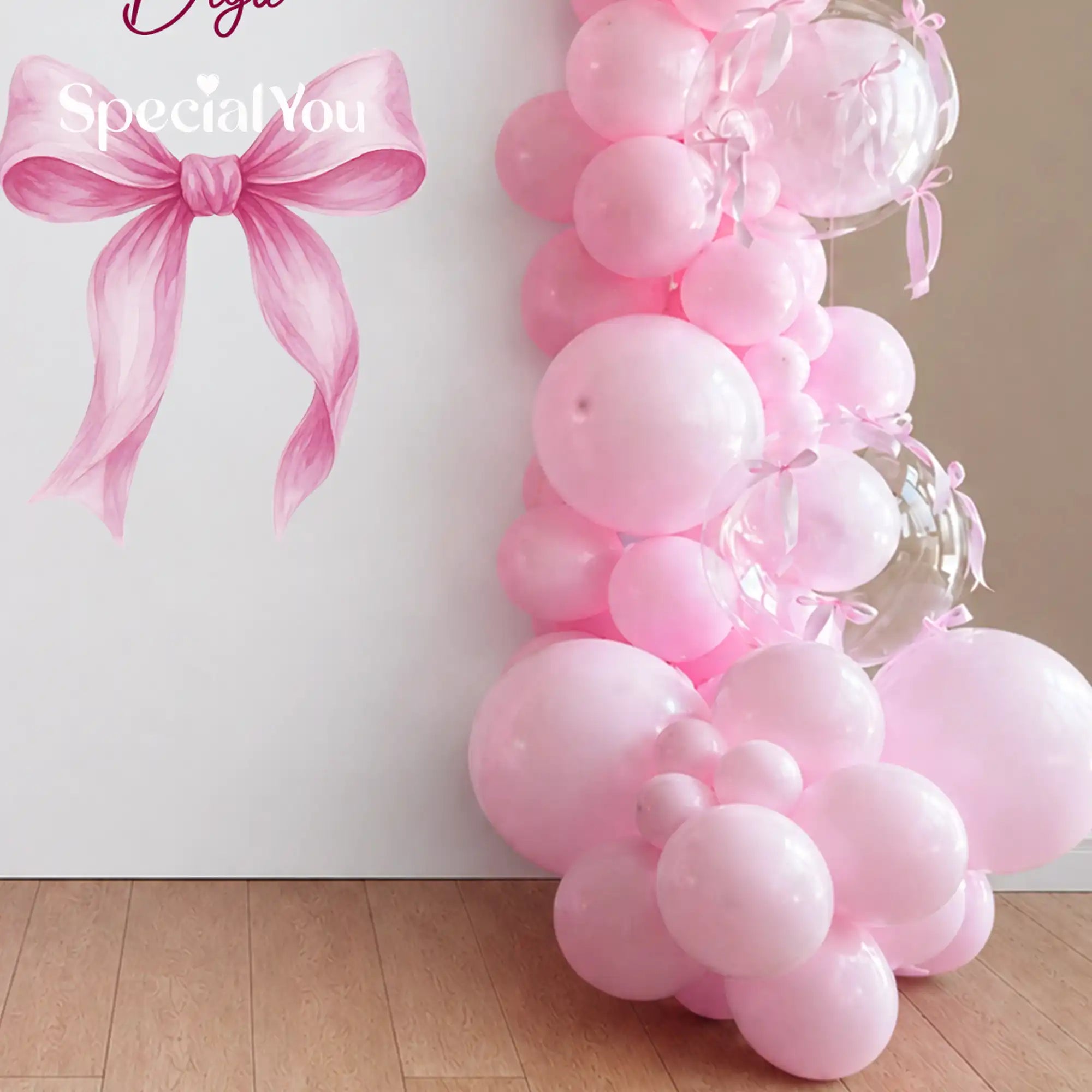 Pink Bow Theme Birthday Balloon Decoration