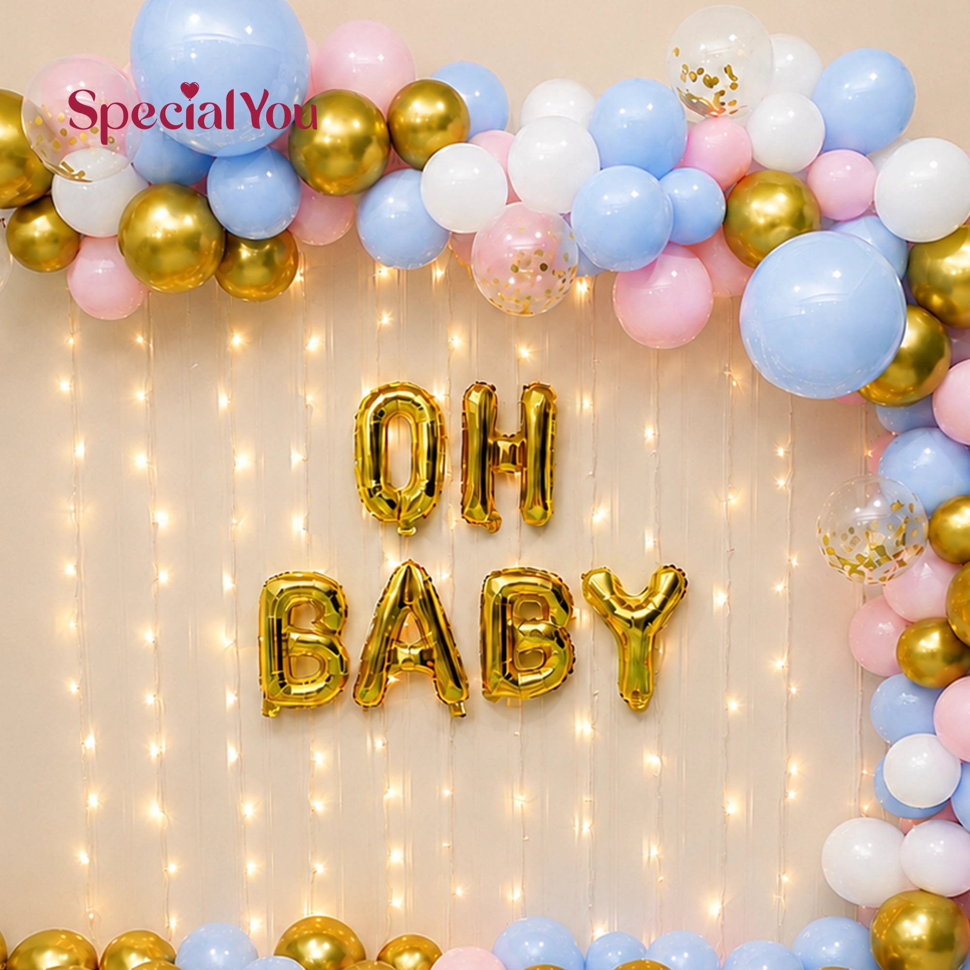 Oh Baby Baby Shower Balloon Backdrop Decor