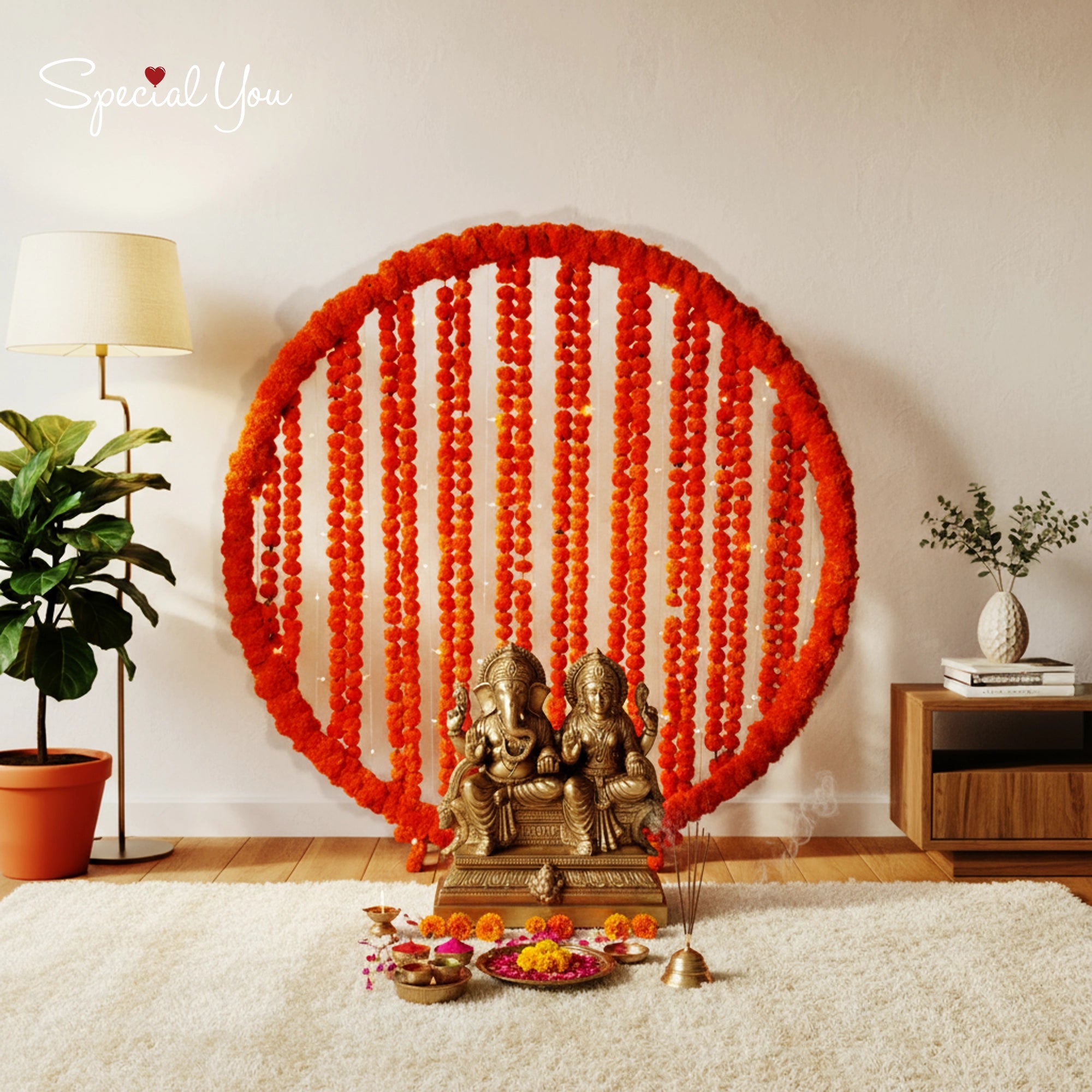 Orange Marigold Ring Diwali Decor