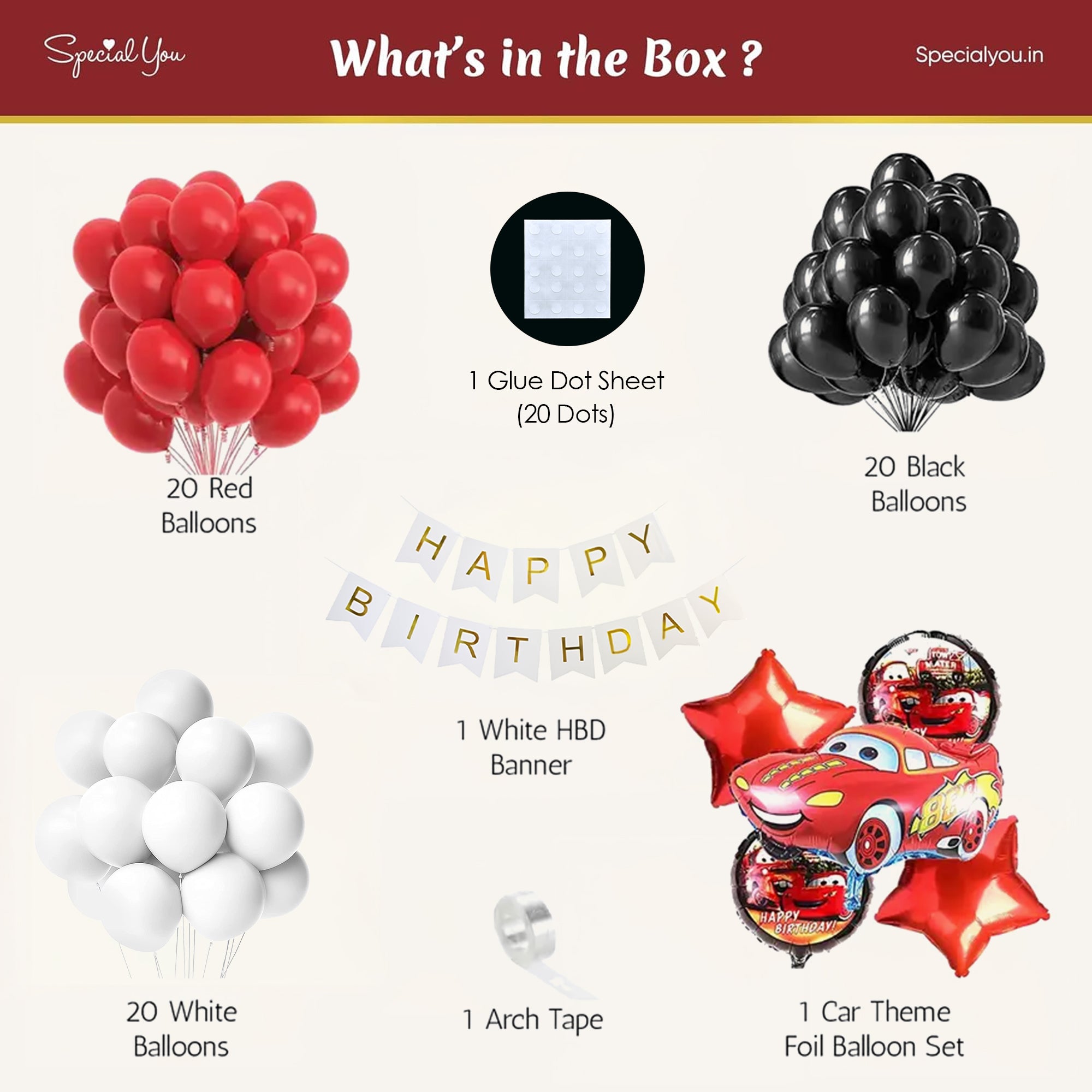 MacQueen Red Car DIY Birthday Decoration