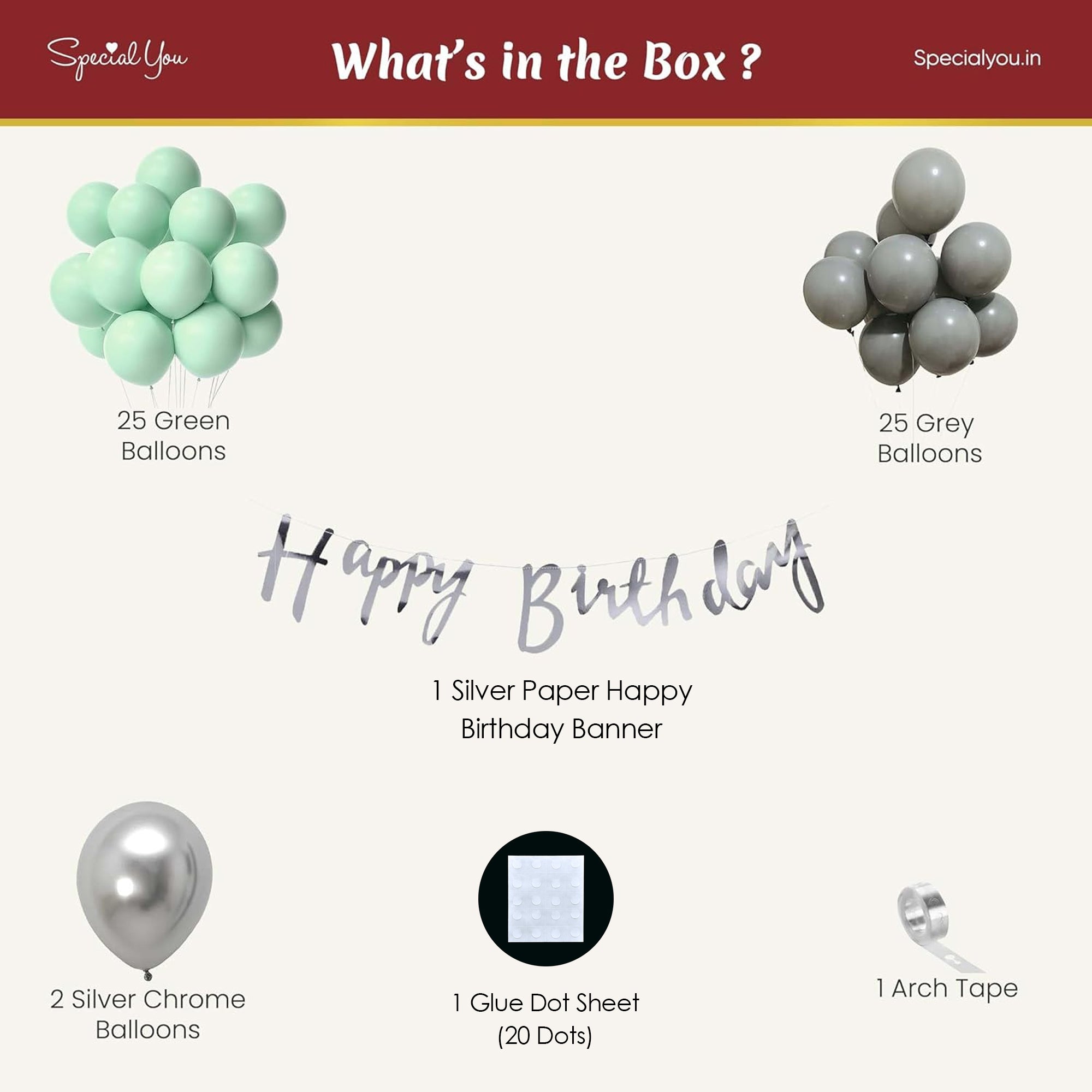 Green and Gray Theme Birthday Decoration Items for Girls