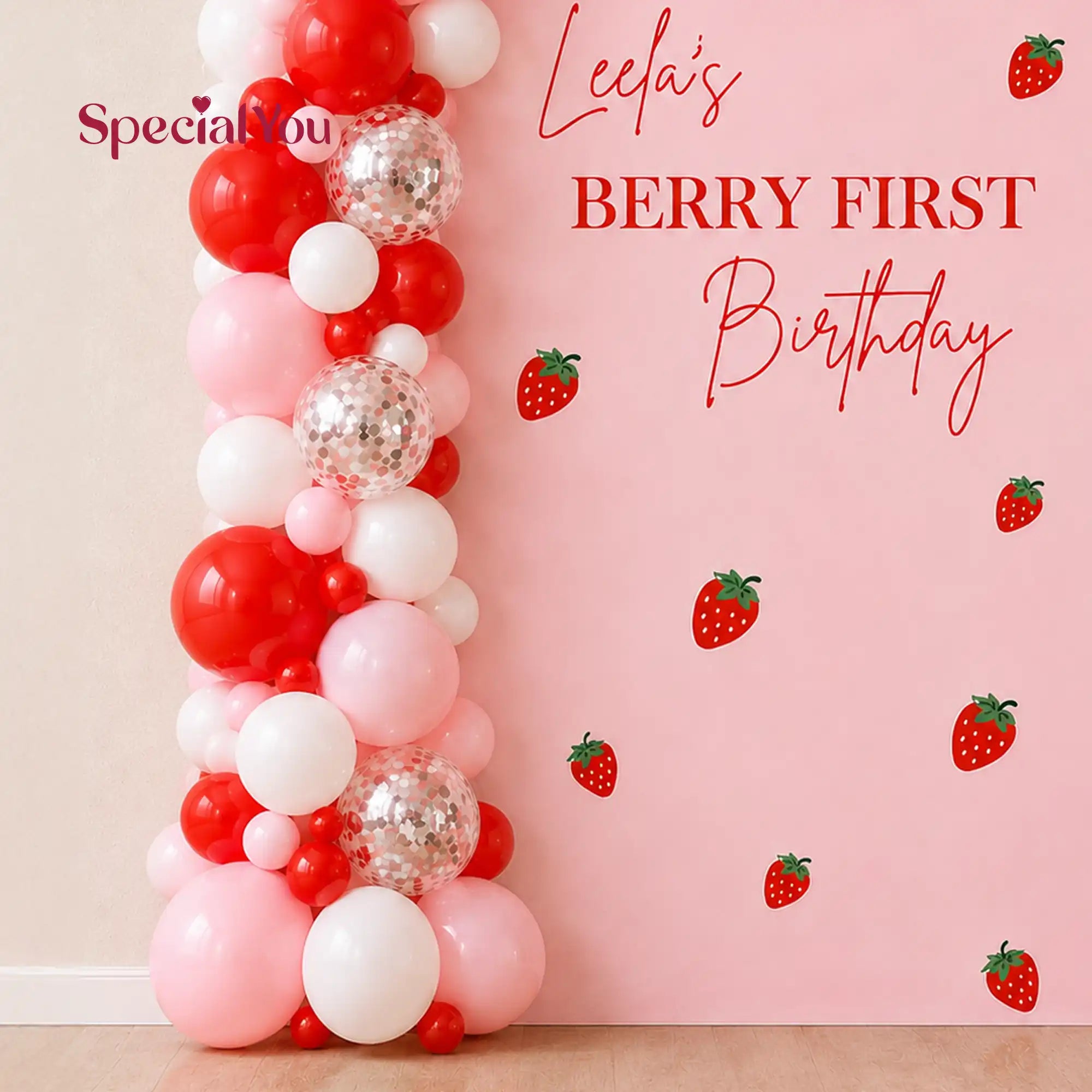 Berry Theme Balloon Arch and Backdrop Decoration