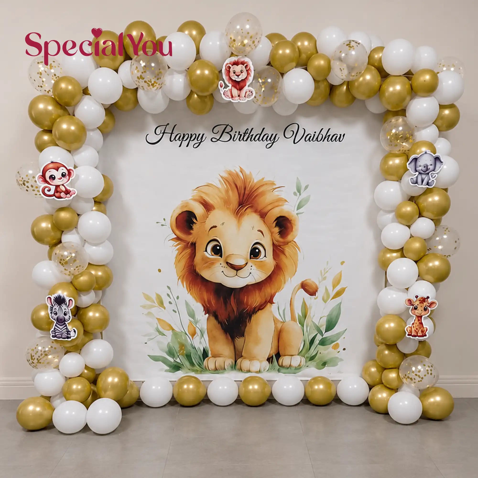 Baby Lion Golden Balloon Arch Decoration
