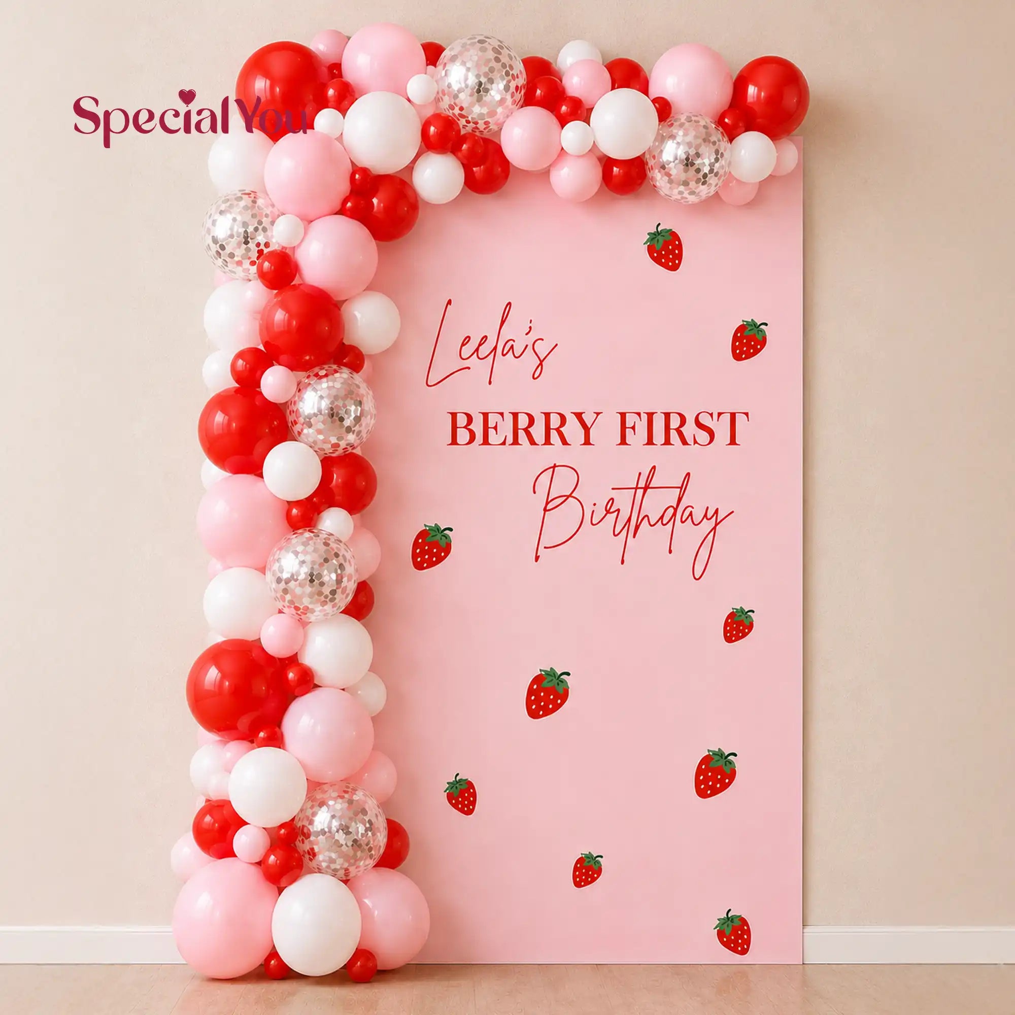 Berry Theme Balloon Arch and Backdrop Decoration