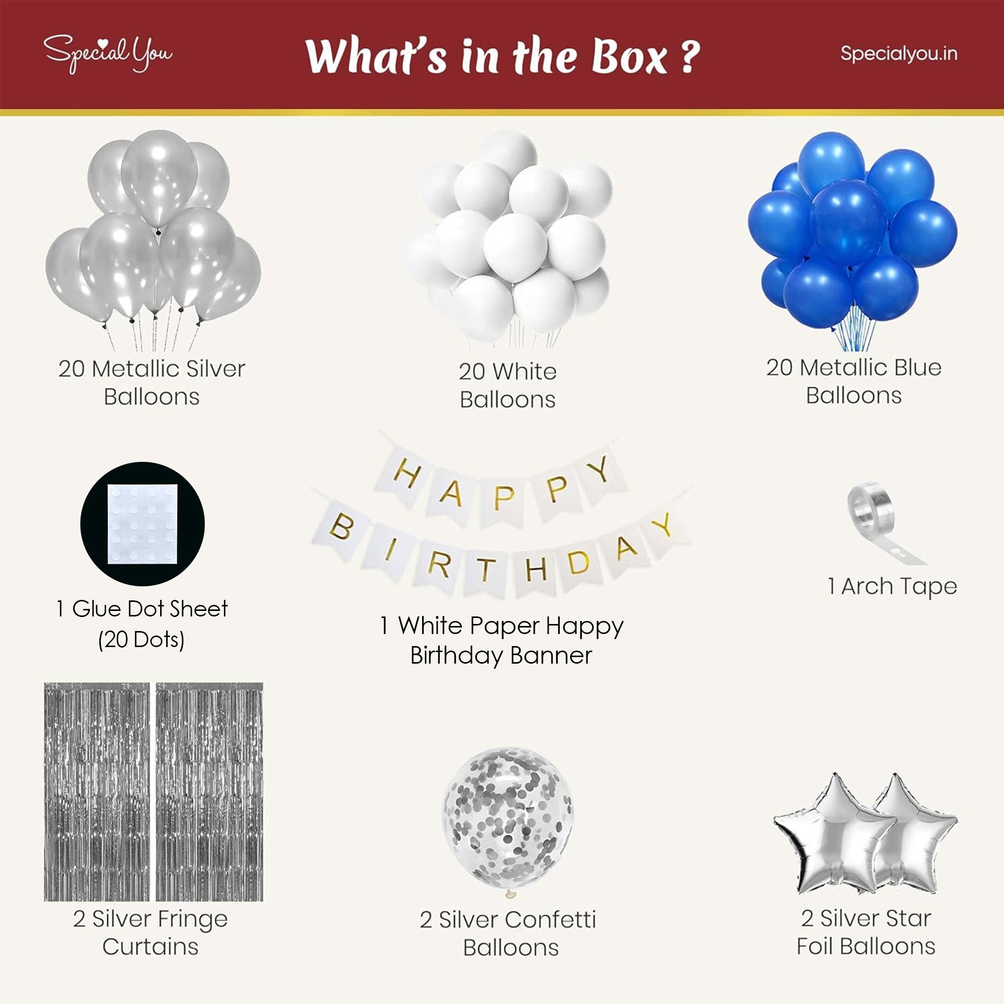 Blue and White Balloon Birthday Decoration Kit for Girls