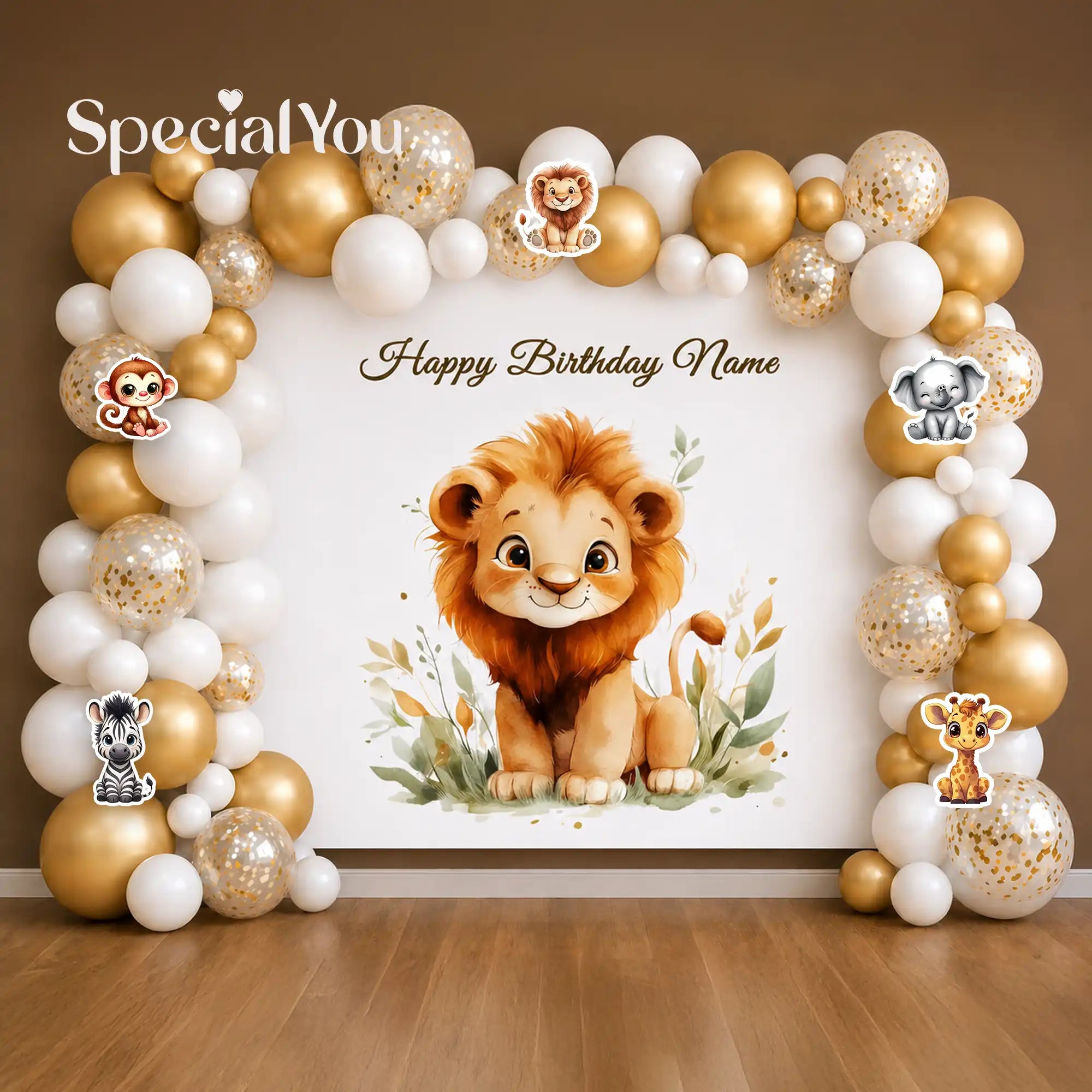 Baby Lion Golden Balloon Arch Decoration