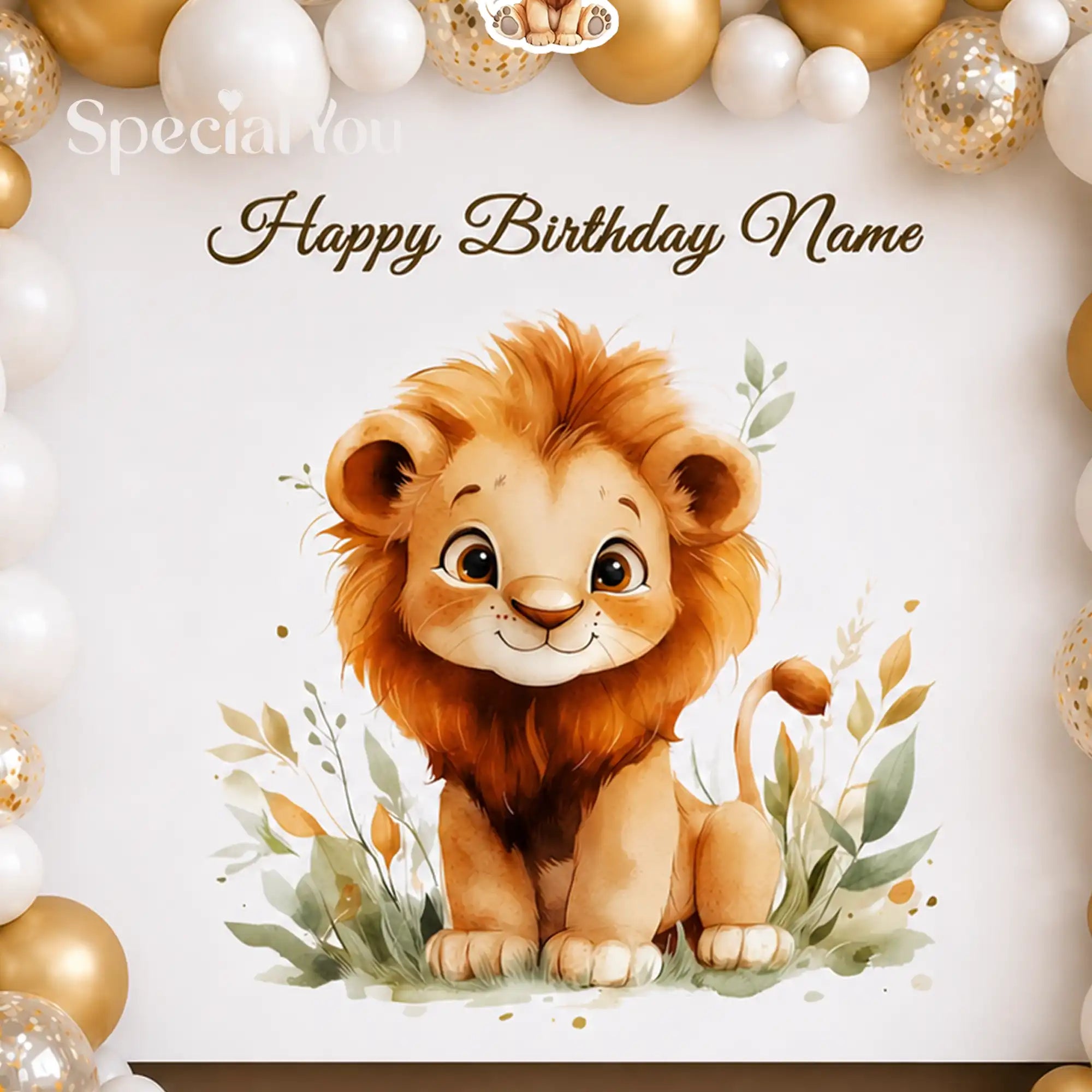 Baby Lion Golden Balloon Arch Decoration