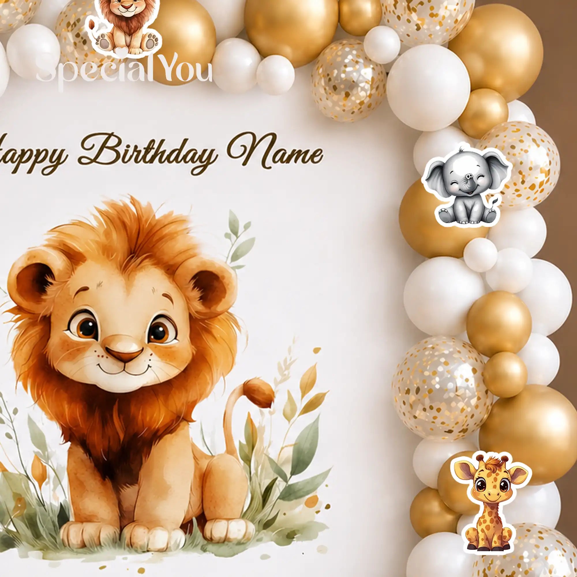 Baby Lion Golden Balloon Arch Decoration