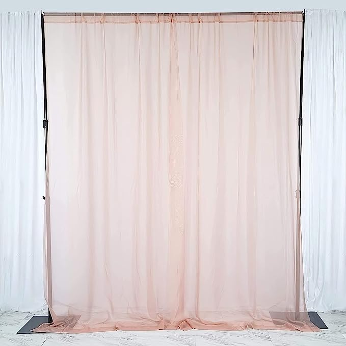 Tulle Sheer Net Curtain Backdrop Cloth in Peach Color