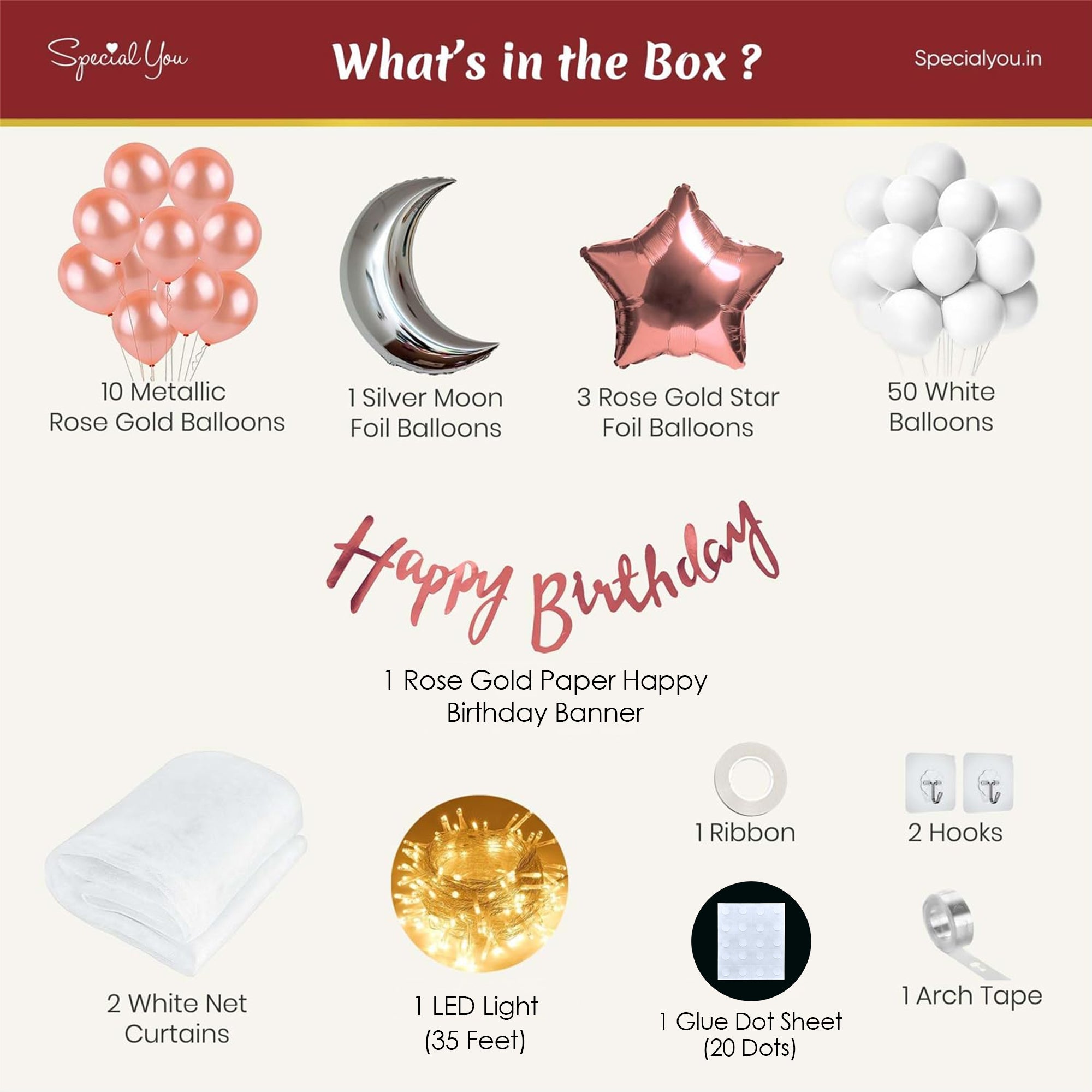 Rose Gold DIY Birthday Decoration Items for Girls