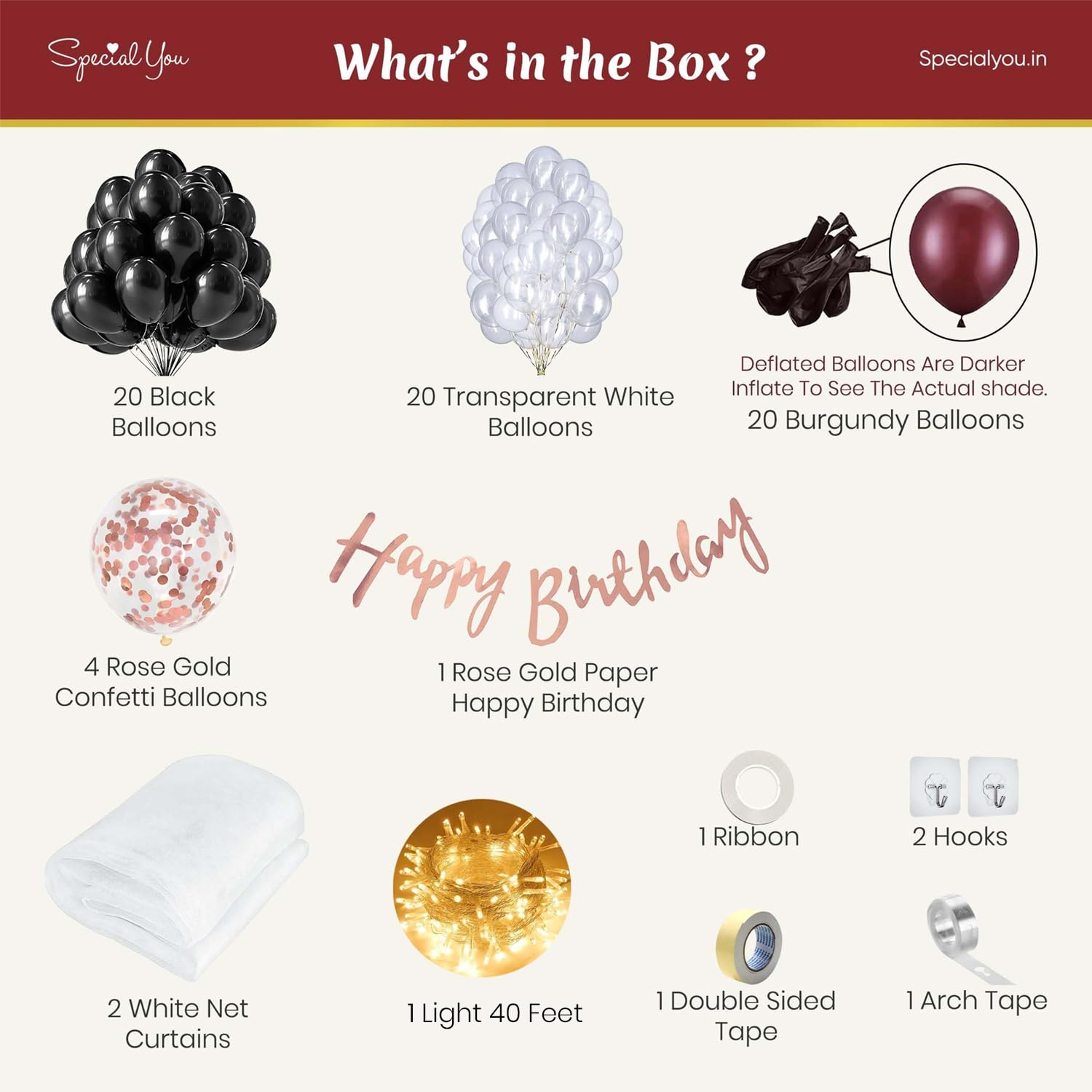 Majestic Maroon DIY Birthday Decoration Kit