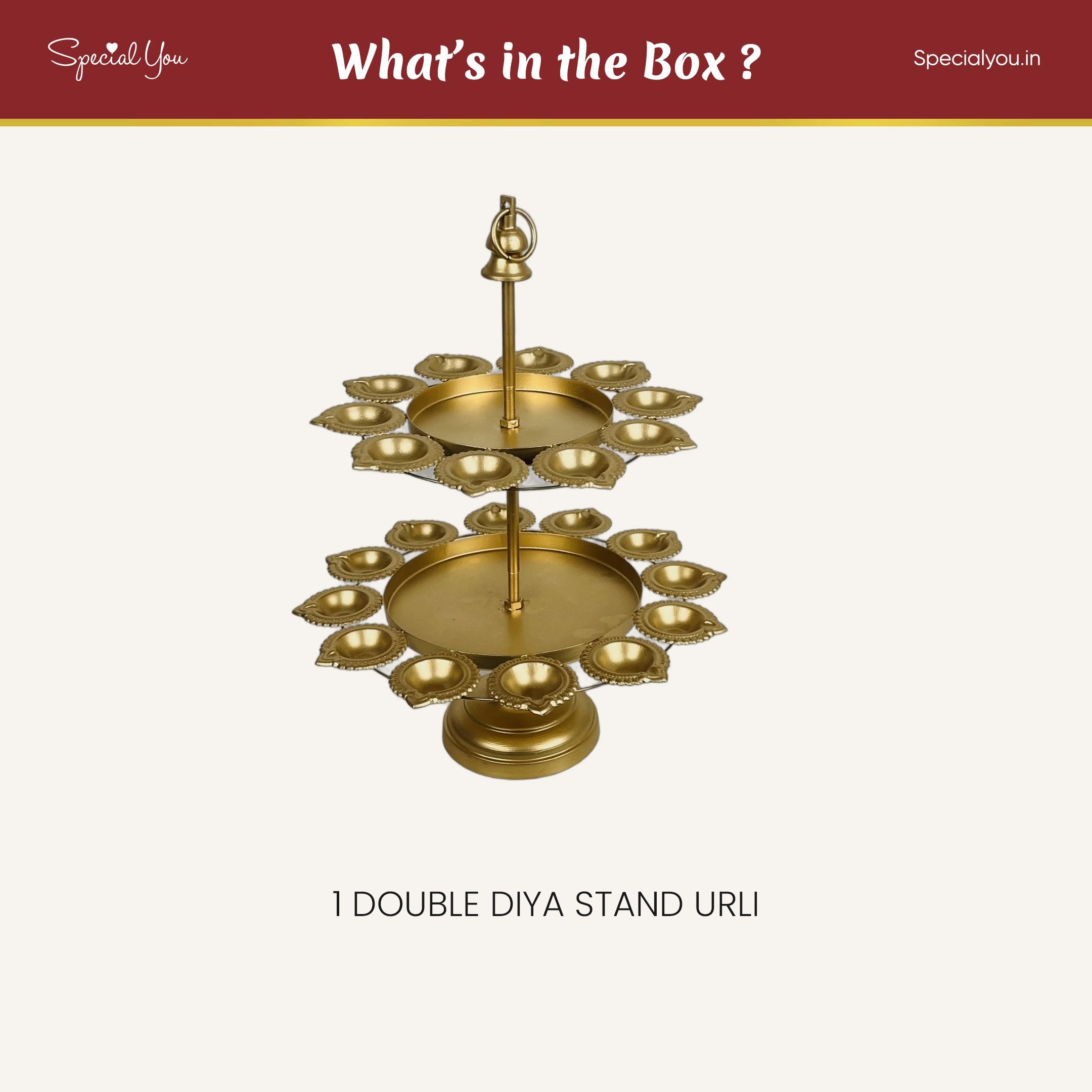 Double Diya Stand Urli for Diwali Decoration