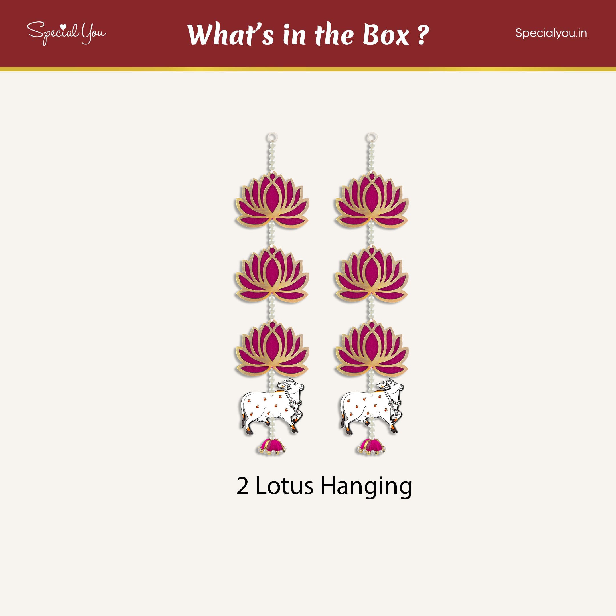 Lotus & Cow MDF Hanging for Decoration