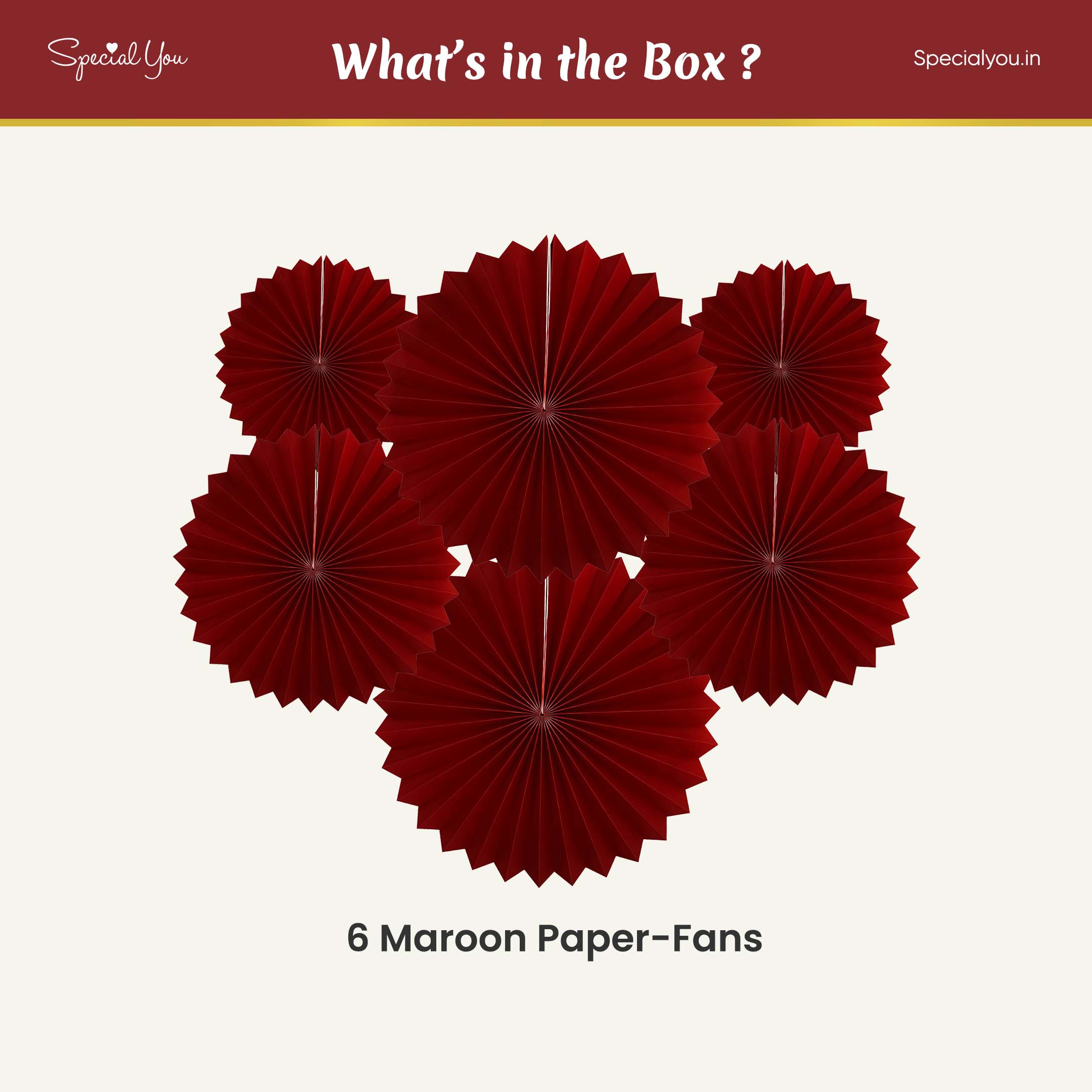 Maroon Tissue Paper Fans