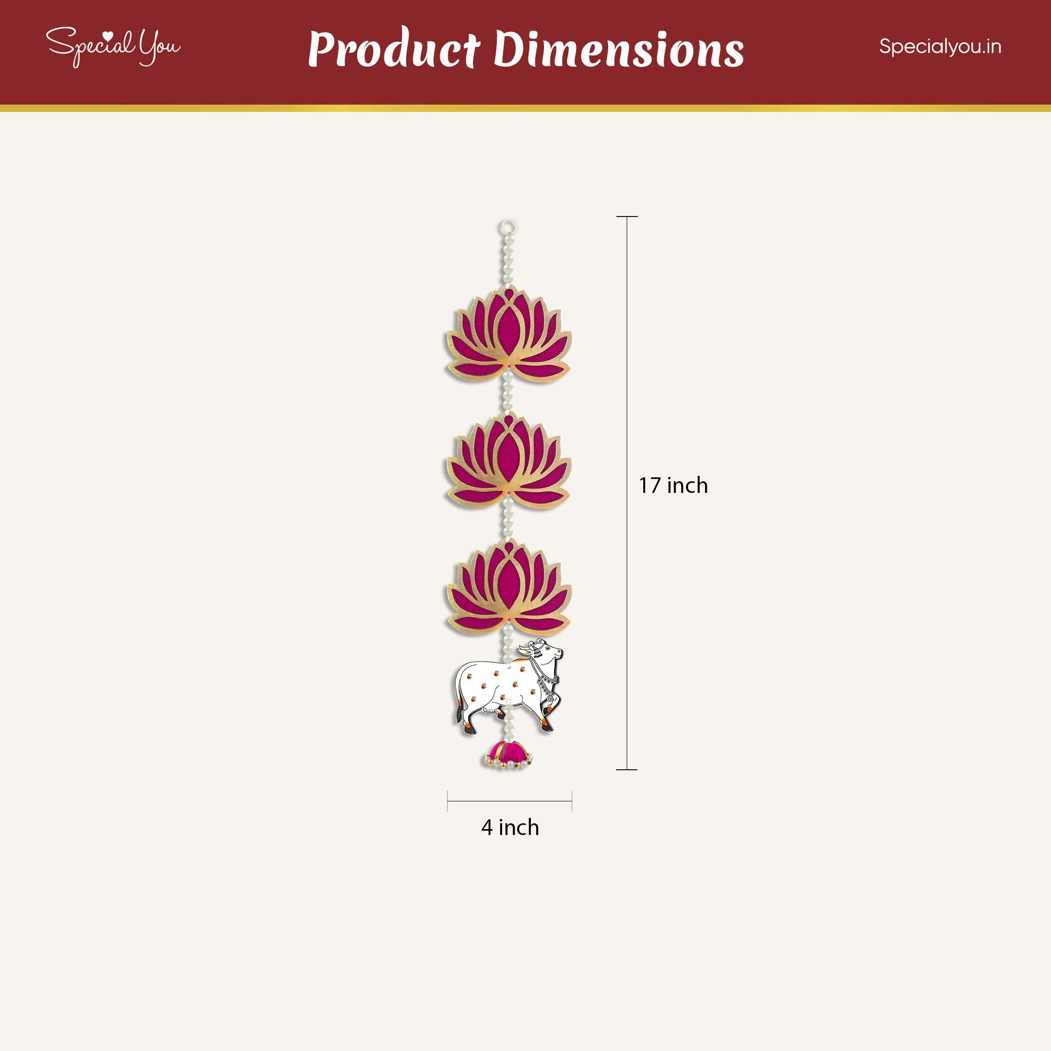 Lotus & Cow MDF Hanging for Decoration