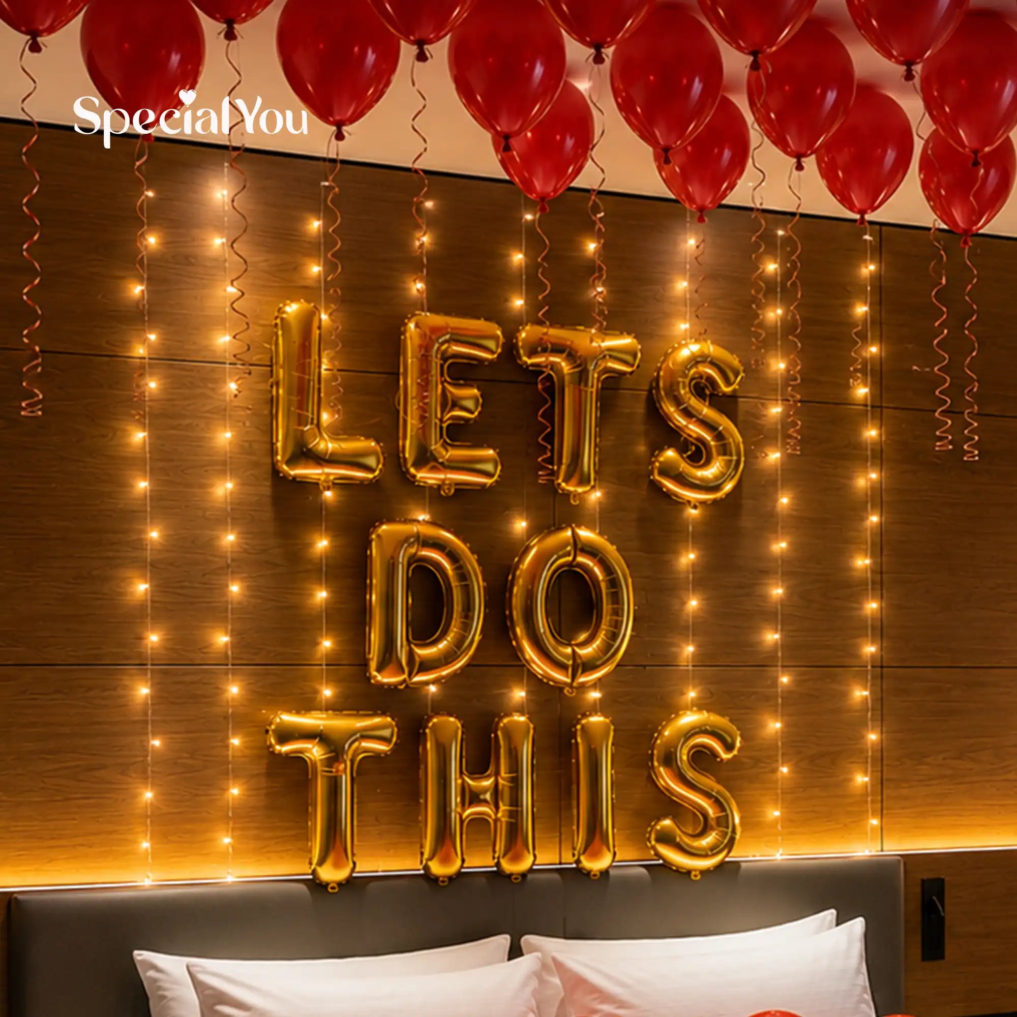 Romantic Red Balloon Room Decoration with LED Lights