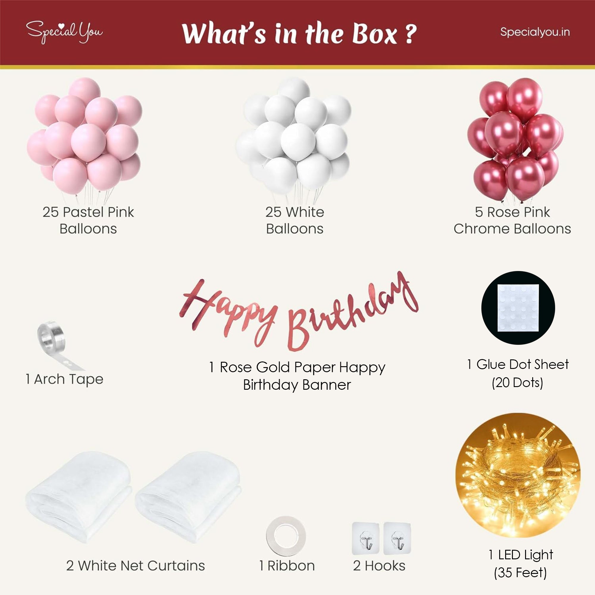 Pink Theme Birthday Decoration items kit for girls