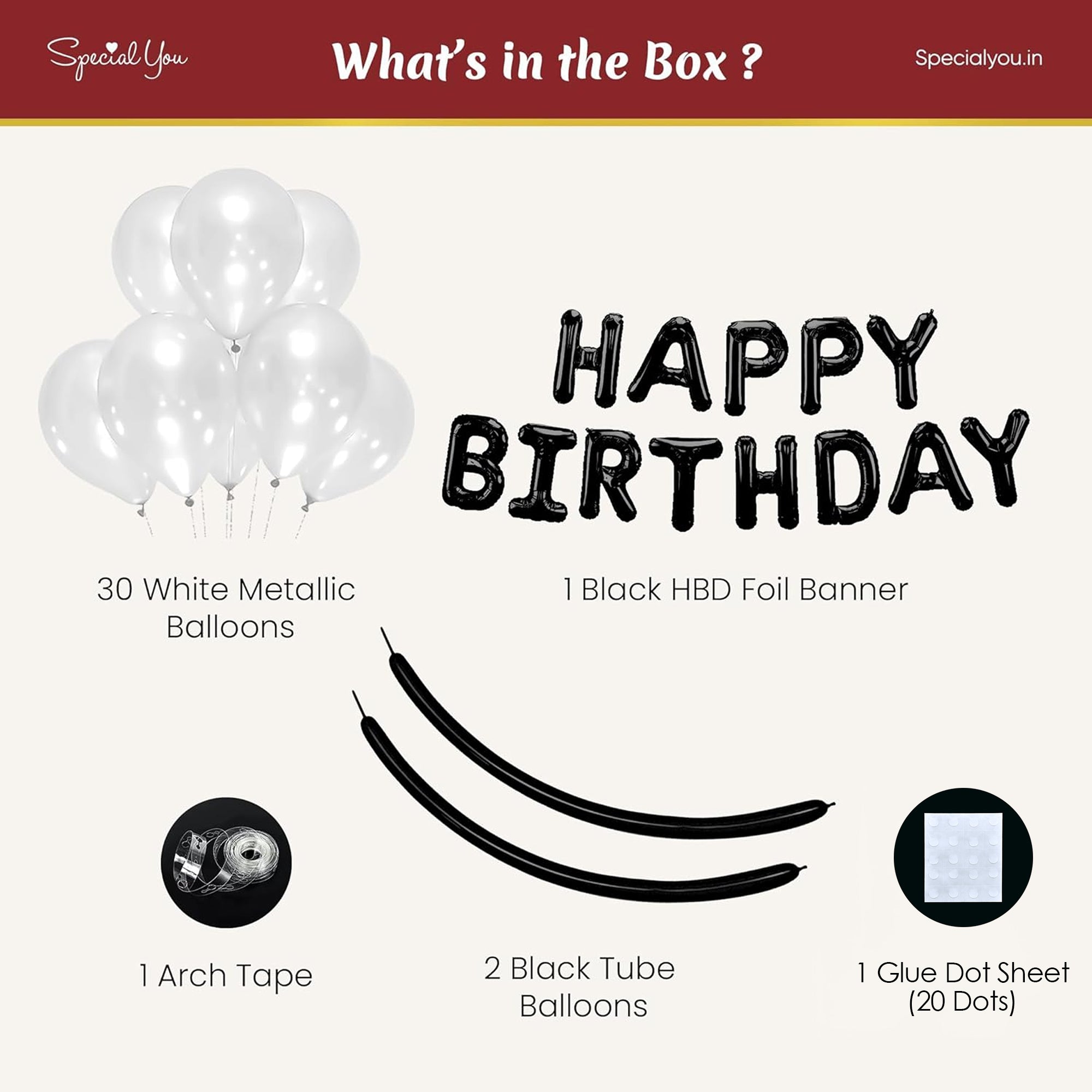 White Black Bow theme birthday decoration