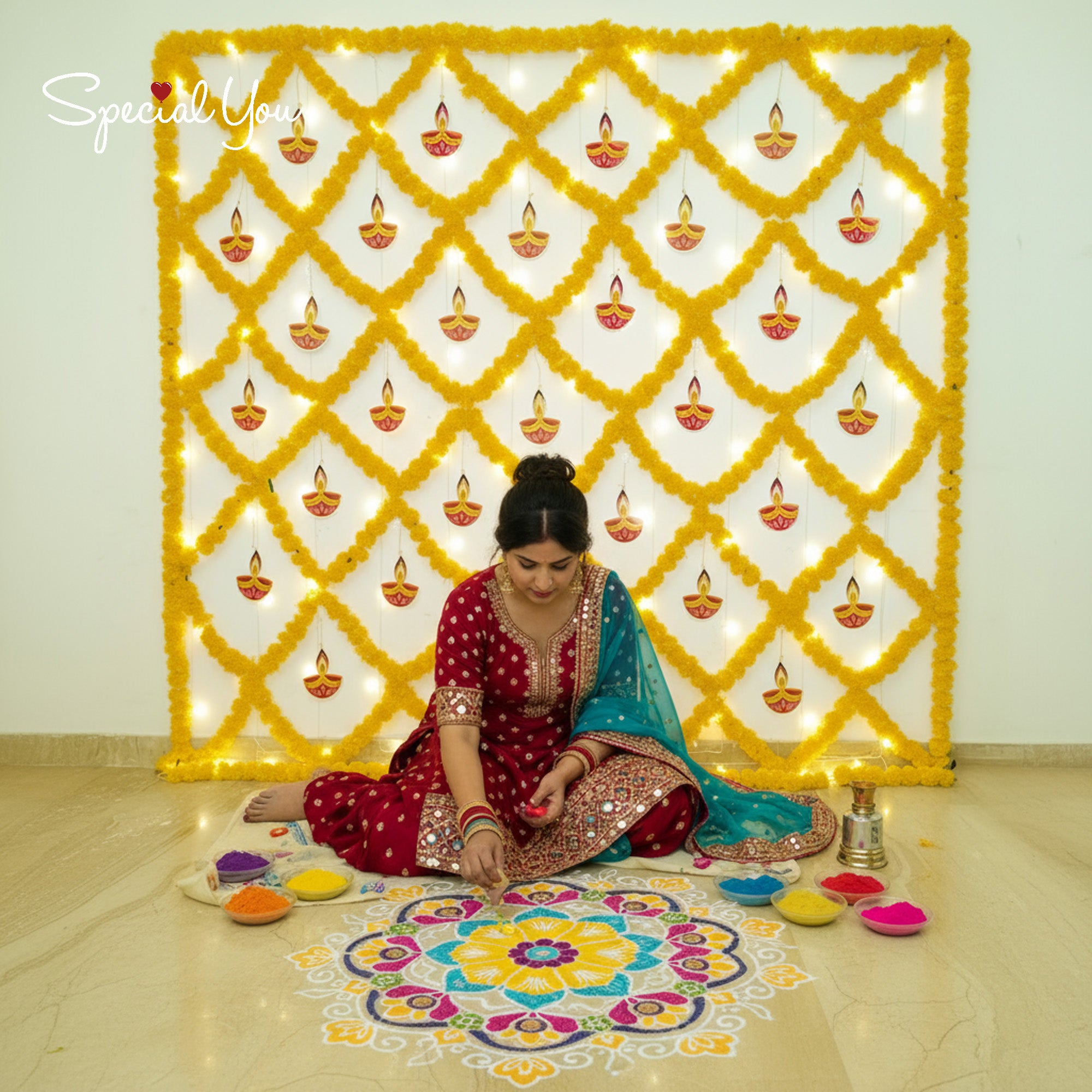 Diwali Flower Backdrop Decor
