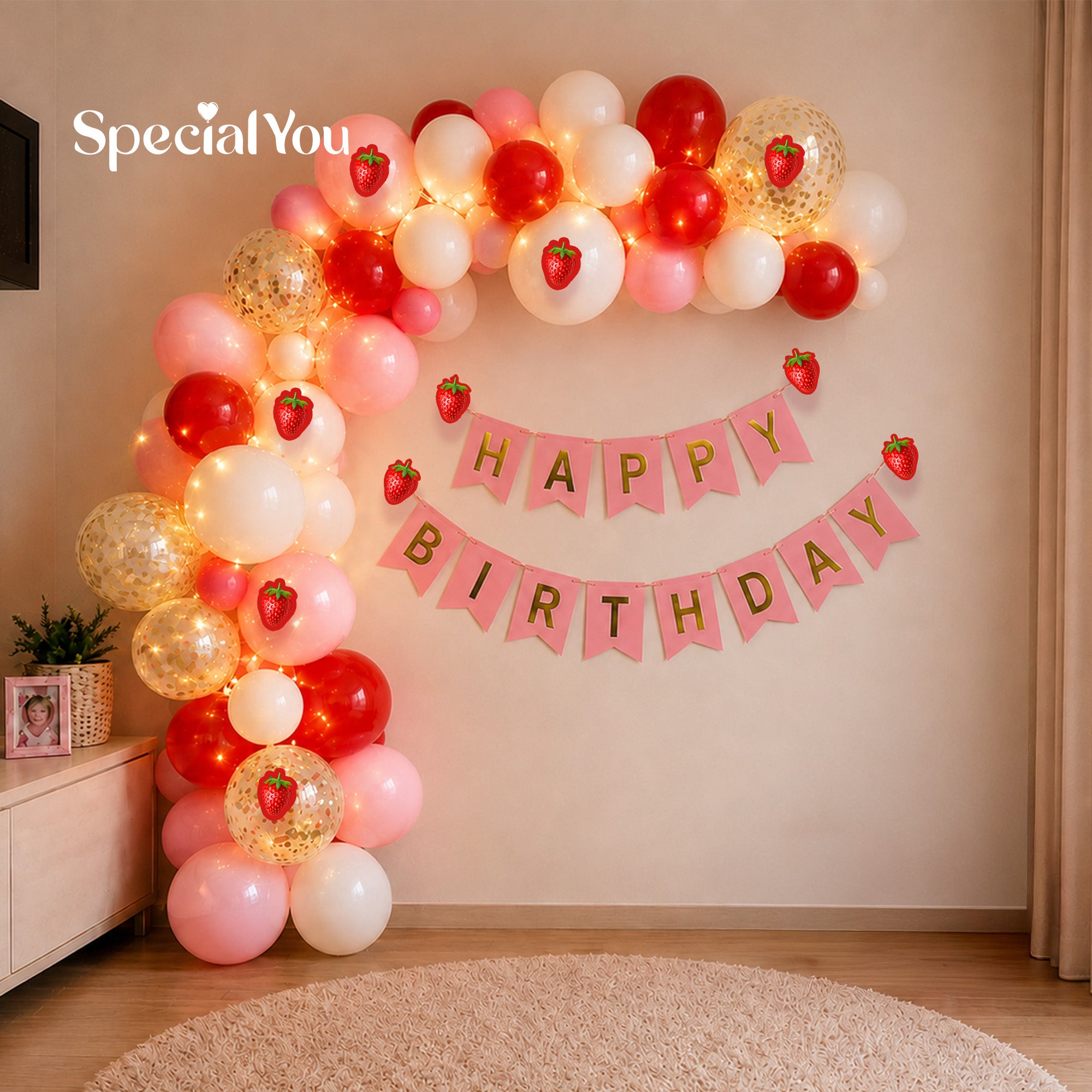Happy Birthday Balloon Arch Backdrop Decoration