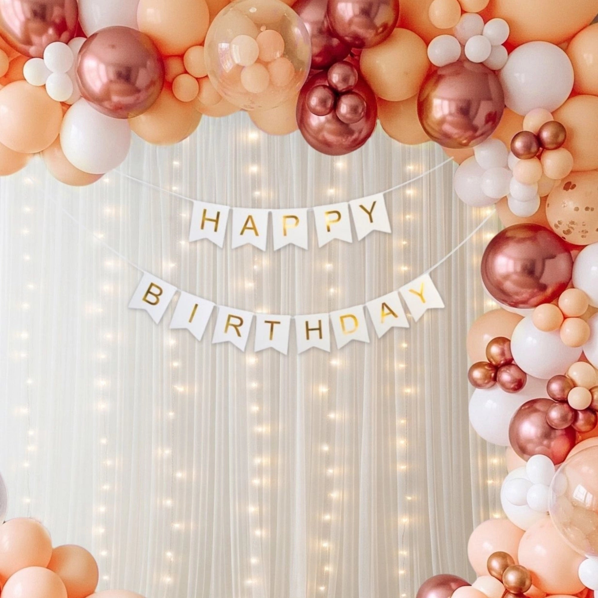 Peach & Rose Gold Birthday Balloon Decor