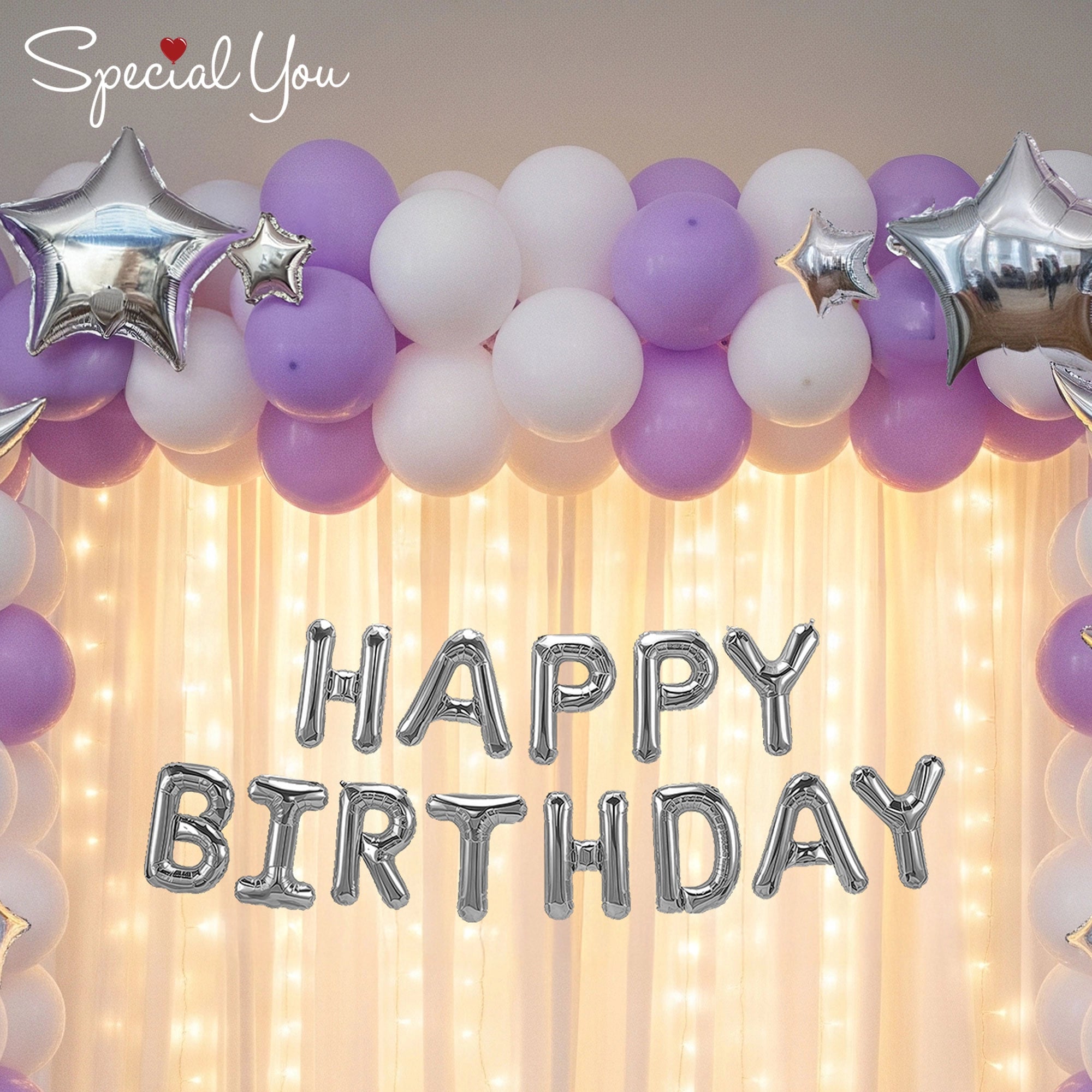 Moon & Stars Purple Silver Balloon Decor