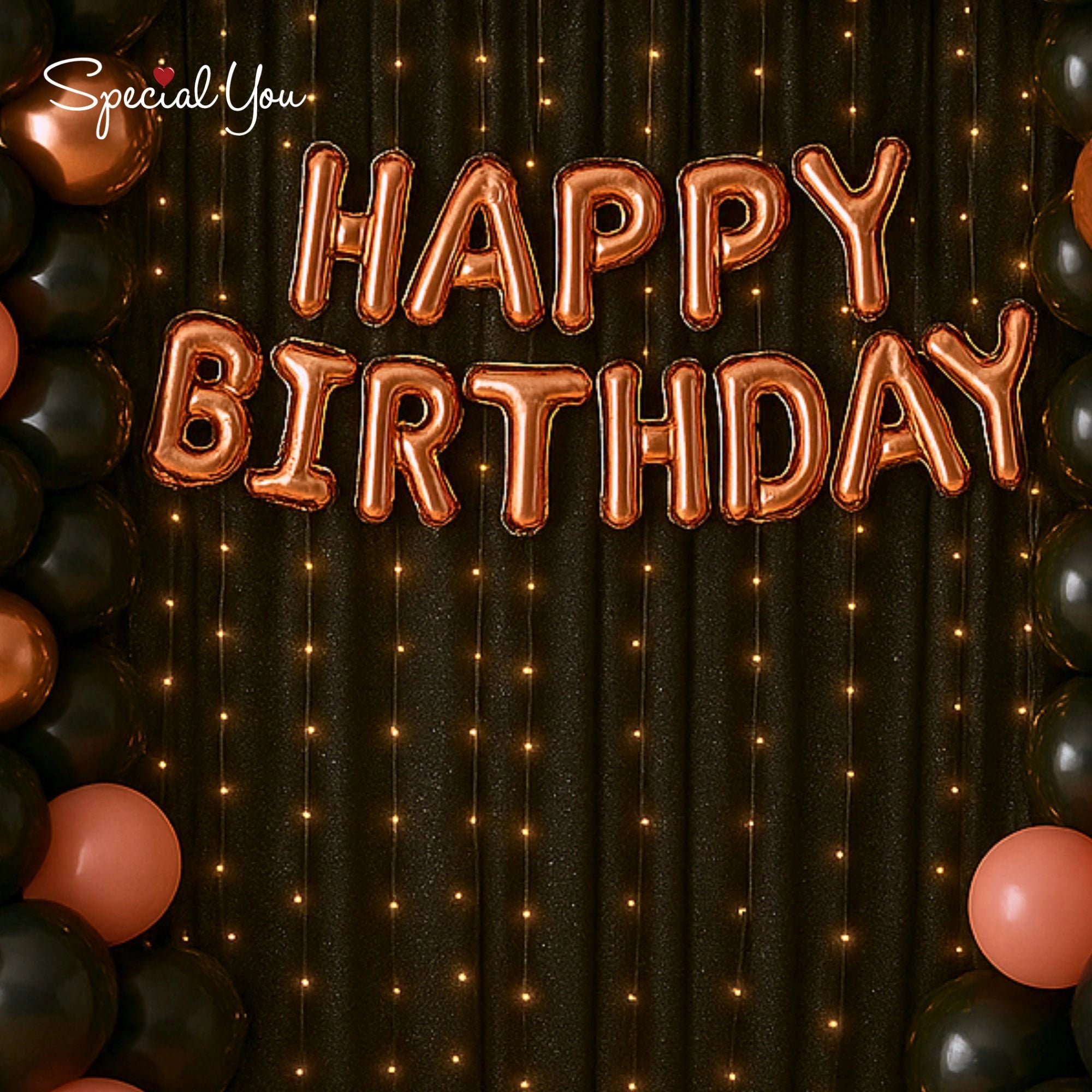 Black & Rose Gold Birthday Decor