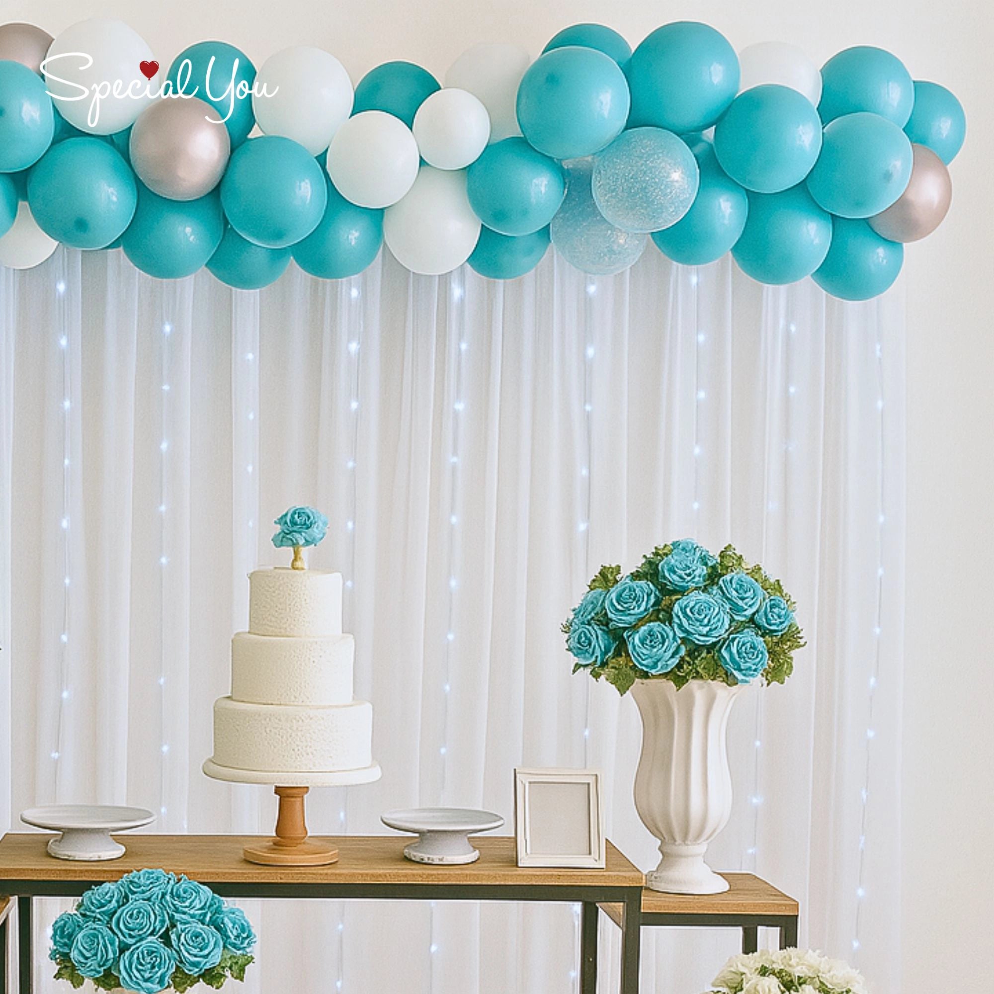 Turquoise & White Birthday Decor