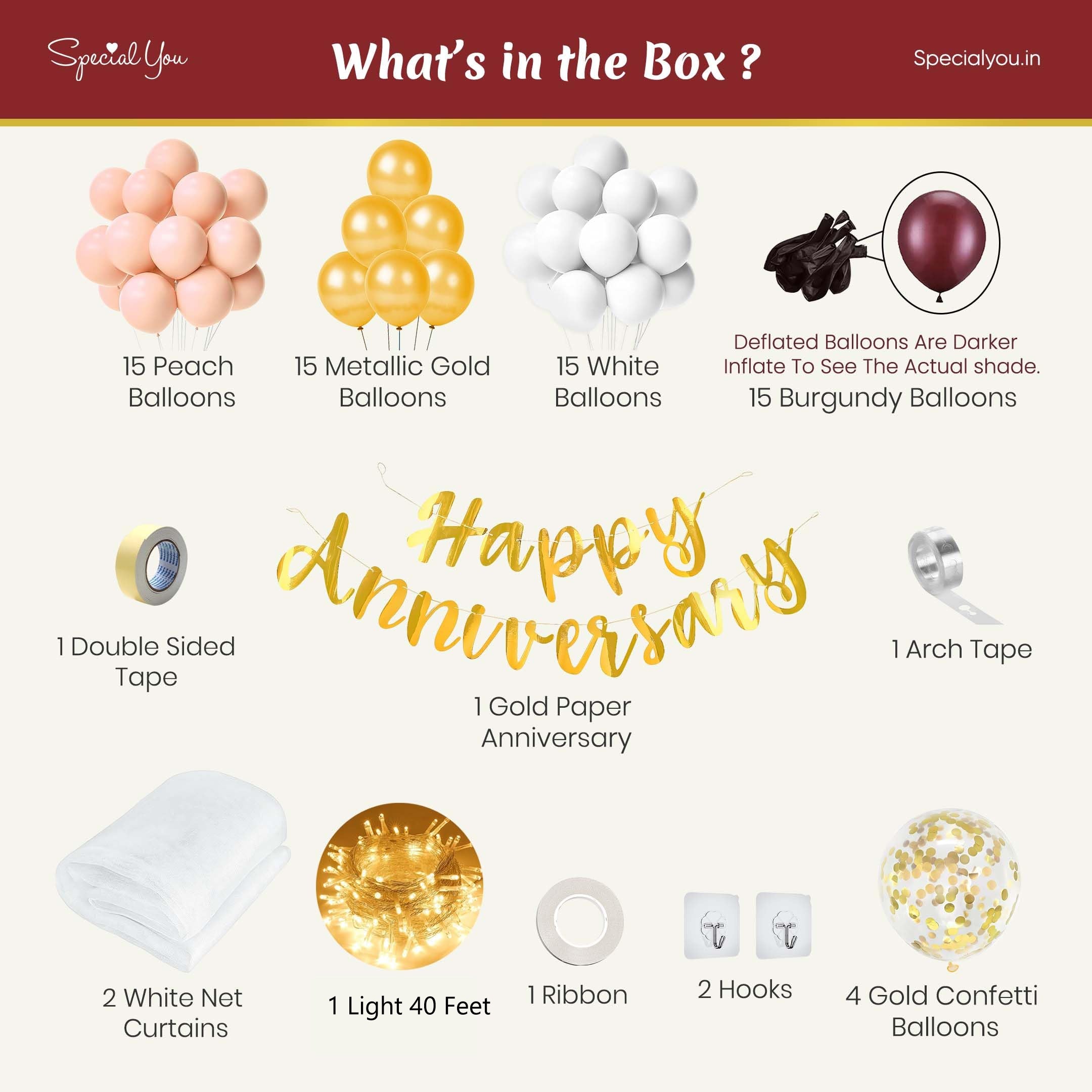 Burgundy & peach Anniversary Decoration Items