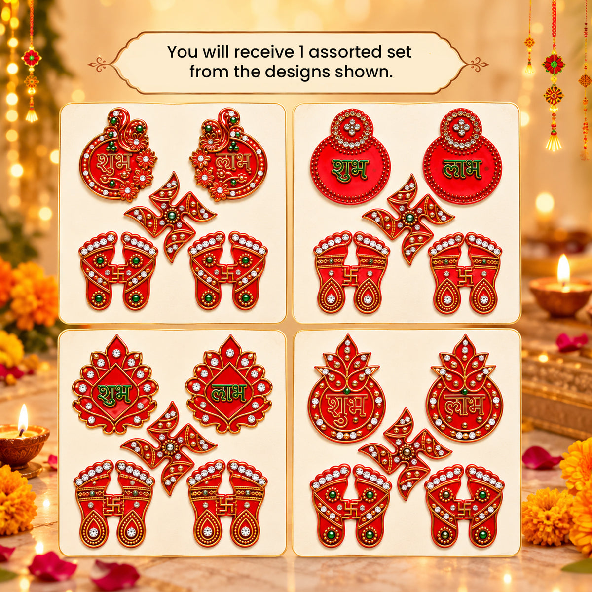 Subh Labh Laxmi Feet Stickers Set for Diwali