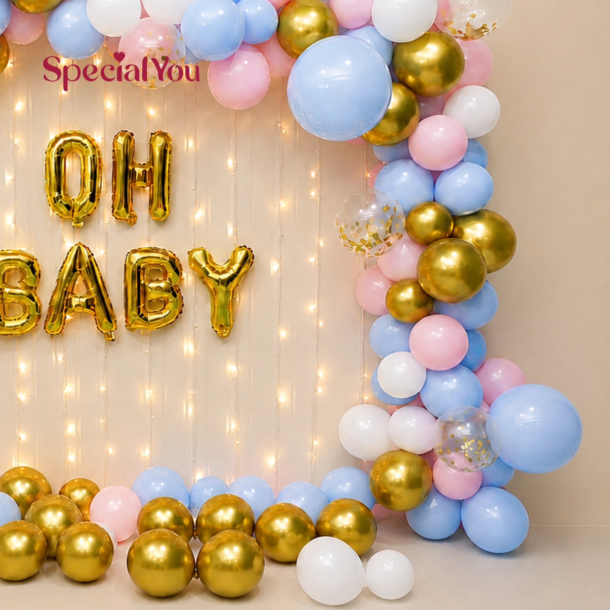Oh Baby Baby Shower Balloon Backdrop Decor