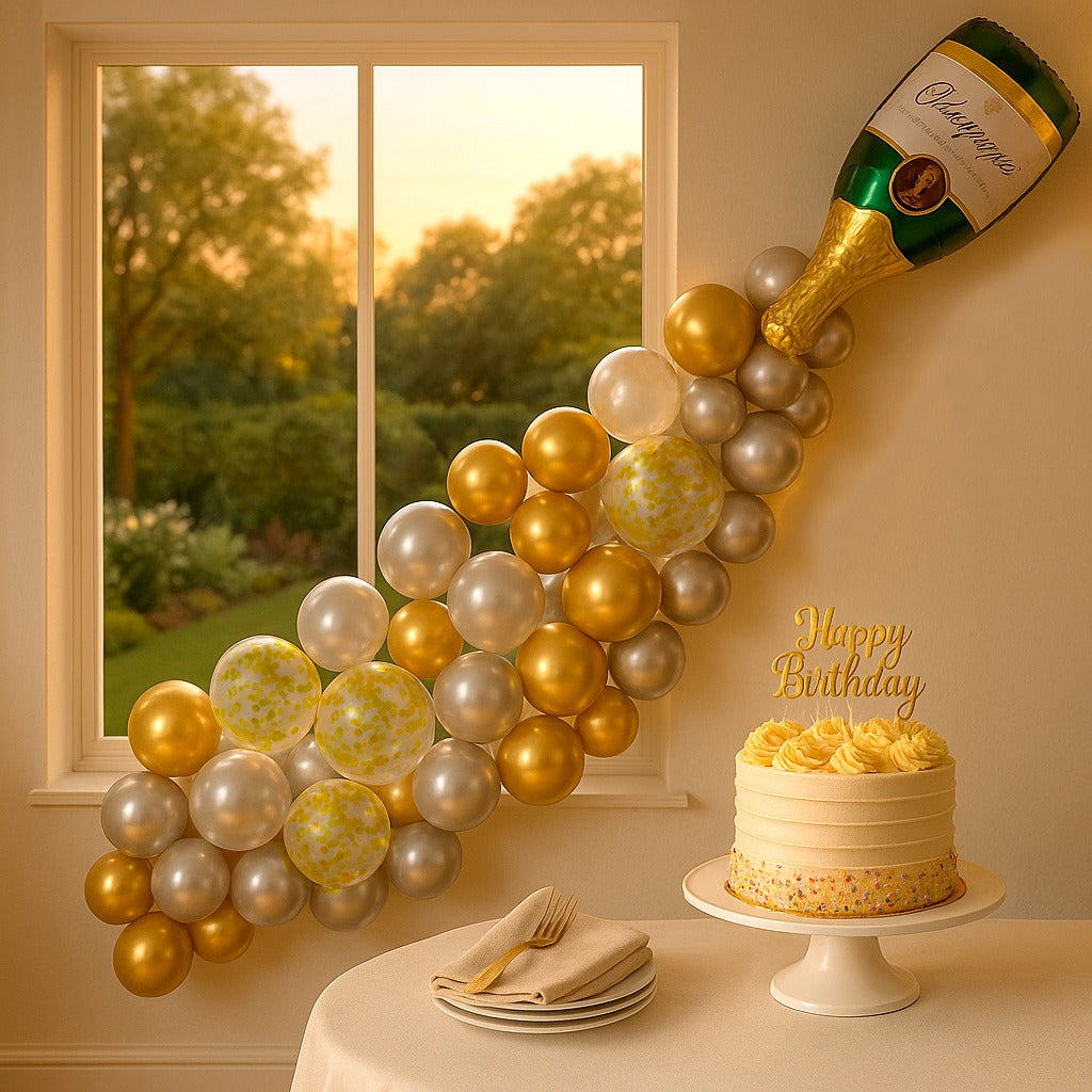 Champagne Bottle Theme Balloon Decor