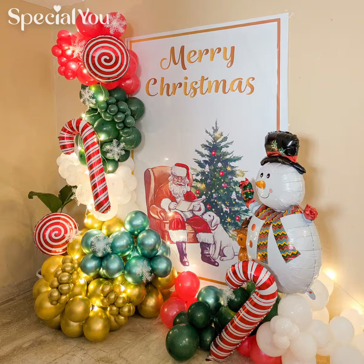 Santa & Snowman Christmas Balloon Backdrop Decor