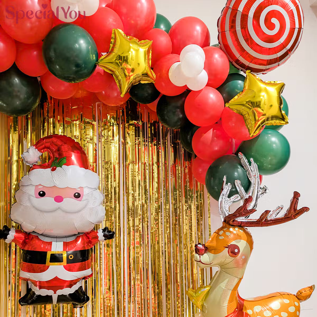 Santa & Reindeer Christmas Balloon Arch Decoration
