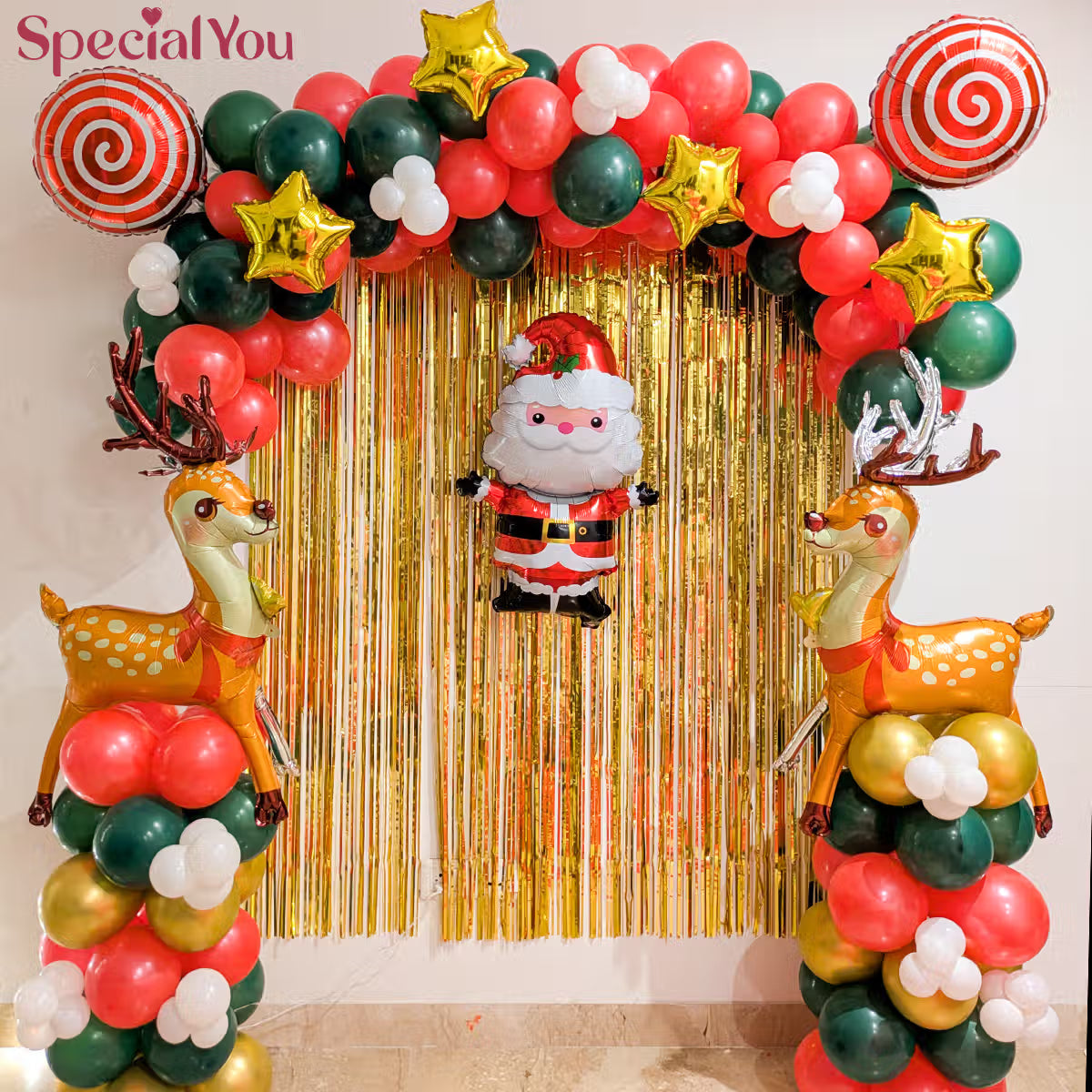 Santa & Reindeer Christmas Balloon Arch Decoration