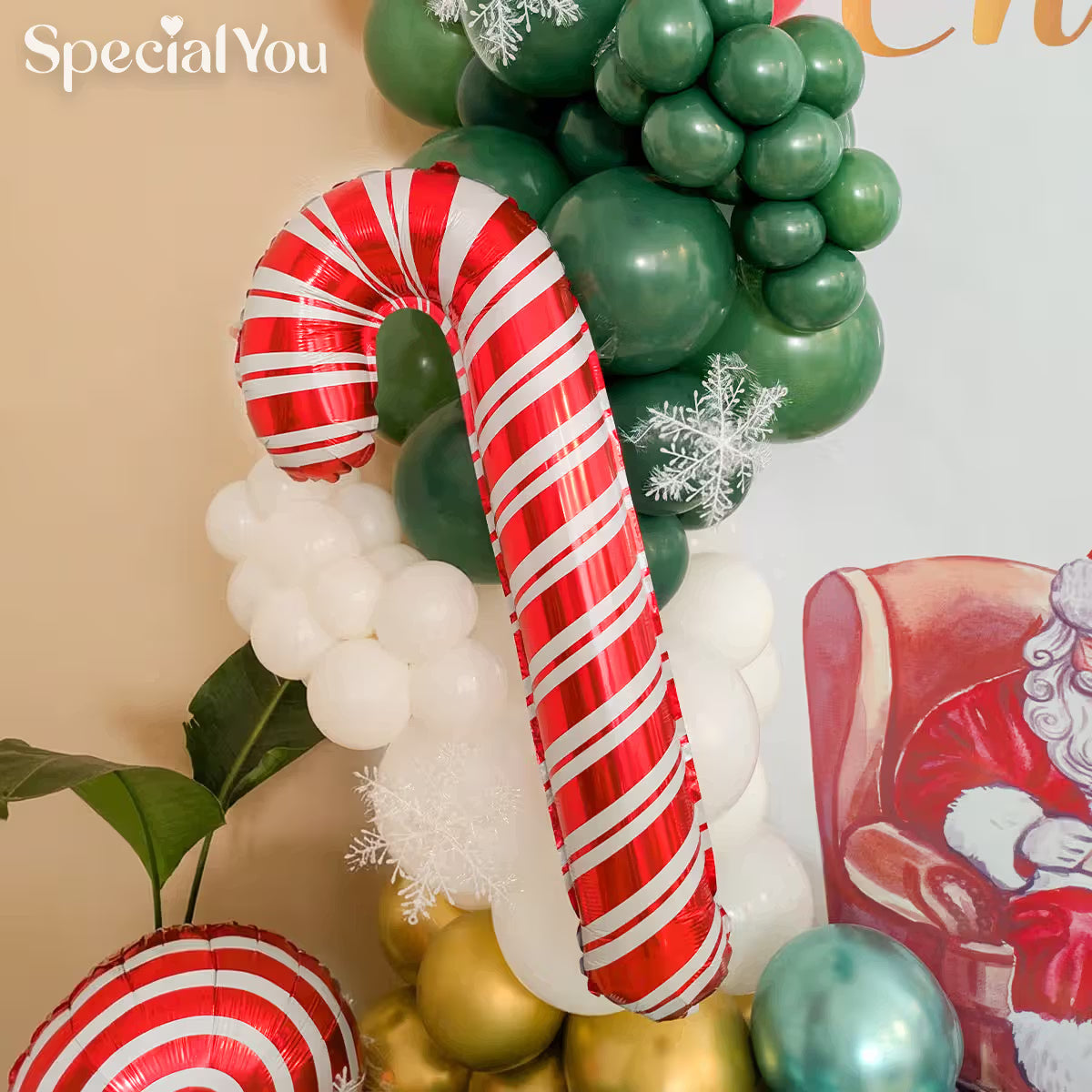 Santa & Snowman Christmas Balloon Backdrop Decor