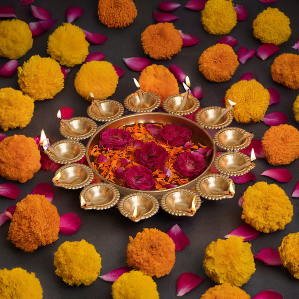 Metal Urli Diya for Diwali, Navratri, Home Decoration - 14 Inches