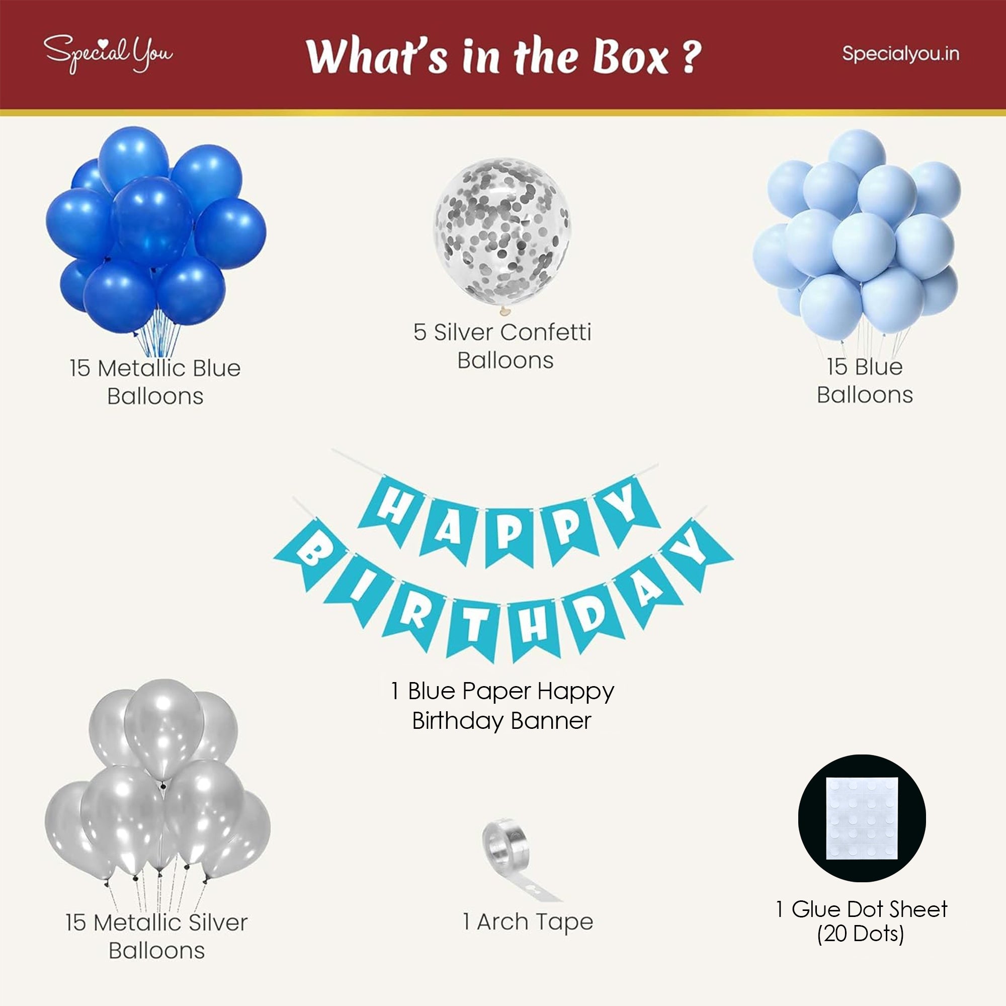 Blue theme Happy birthday decoration item kit for boys
