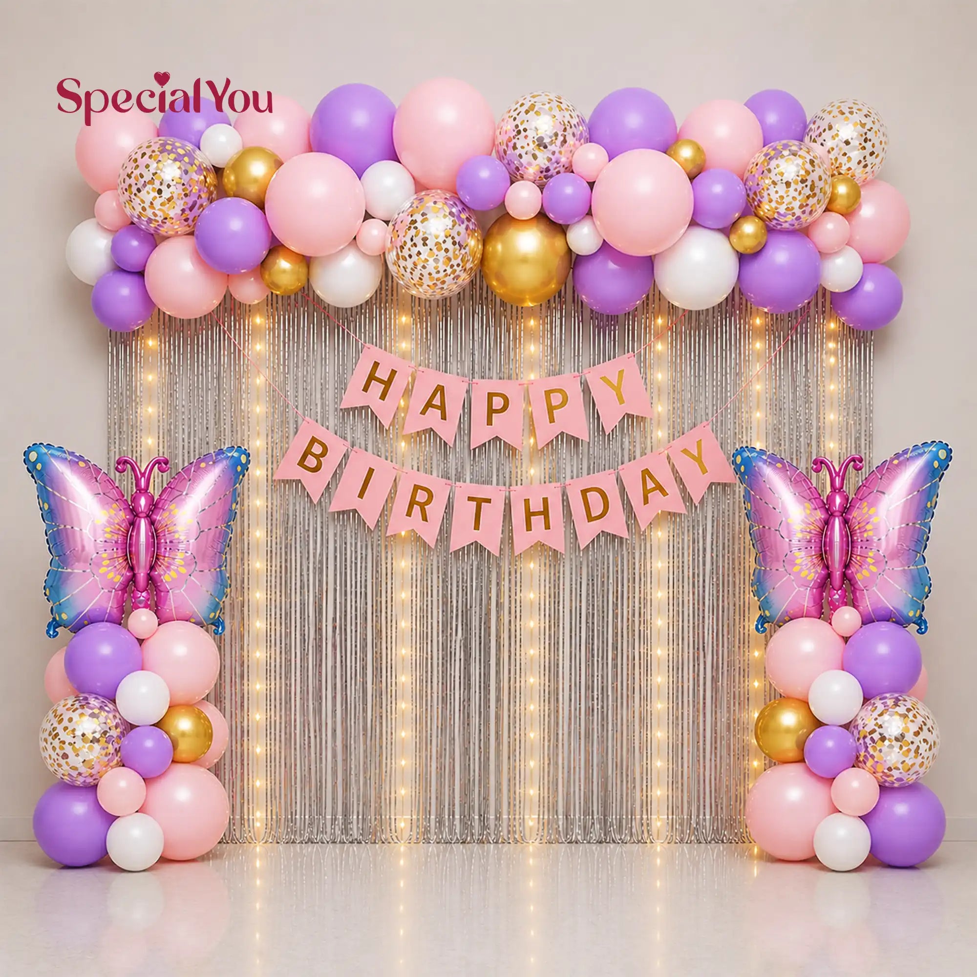 Butterfly Theme Birthday Backdrop Decoration