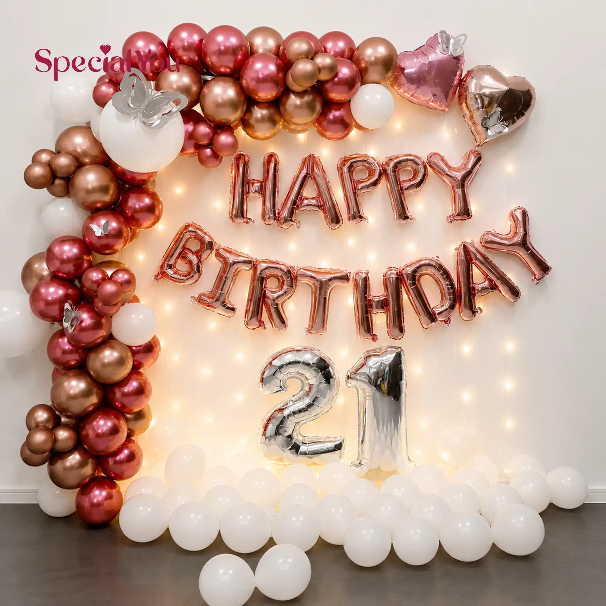 21st Birthday Balloon Backdrop Decoration Setup