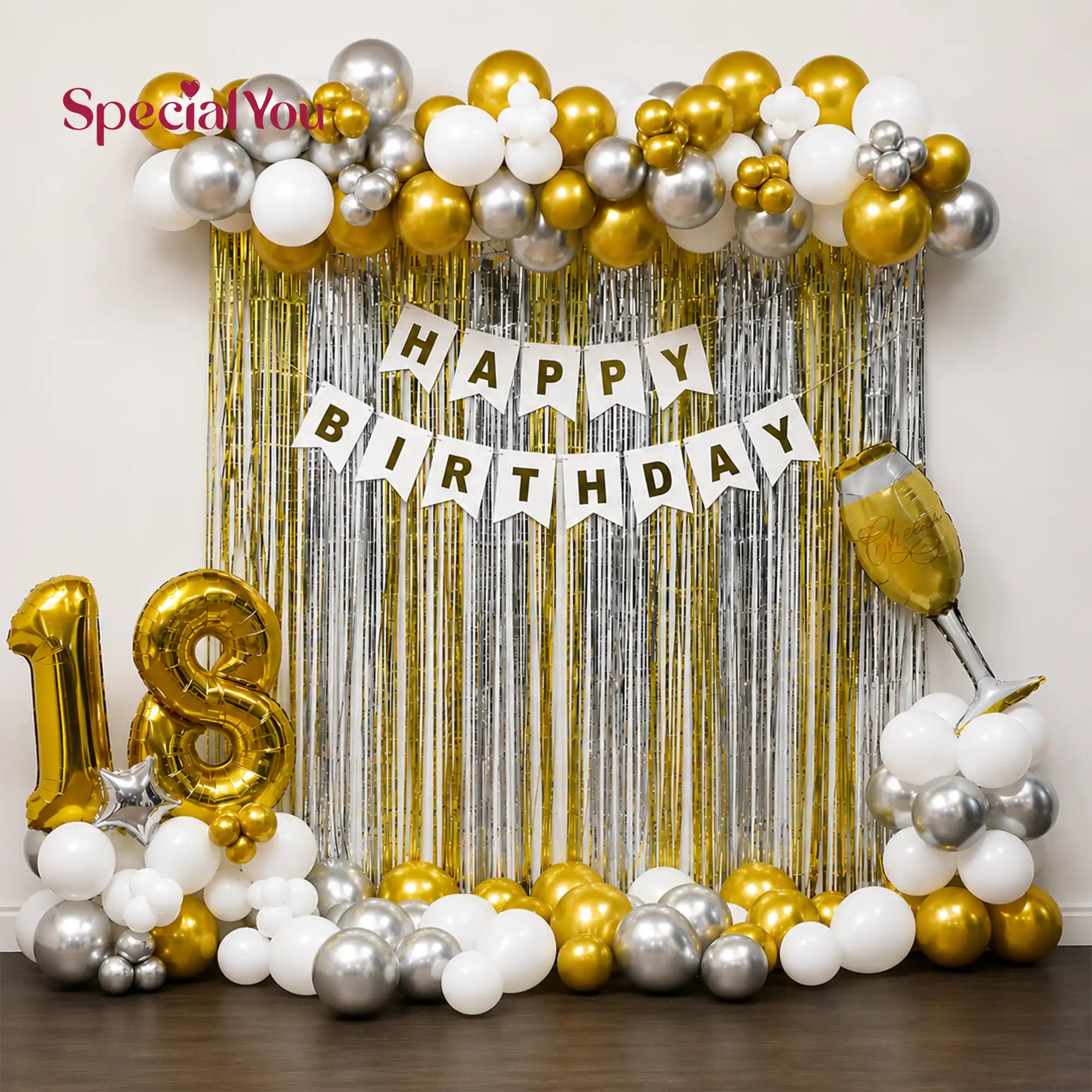 18th Birthday Balloon Backdrop Decoration Setup