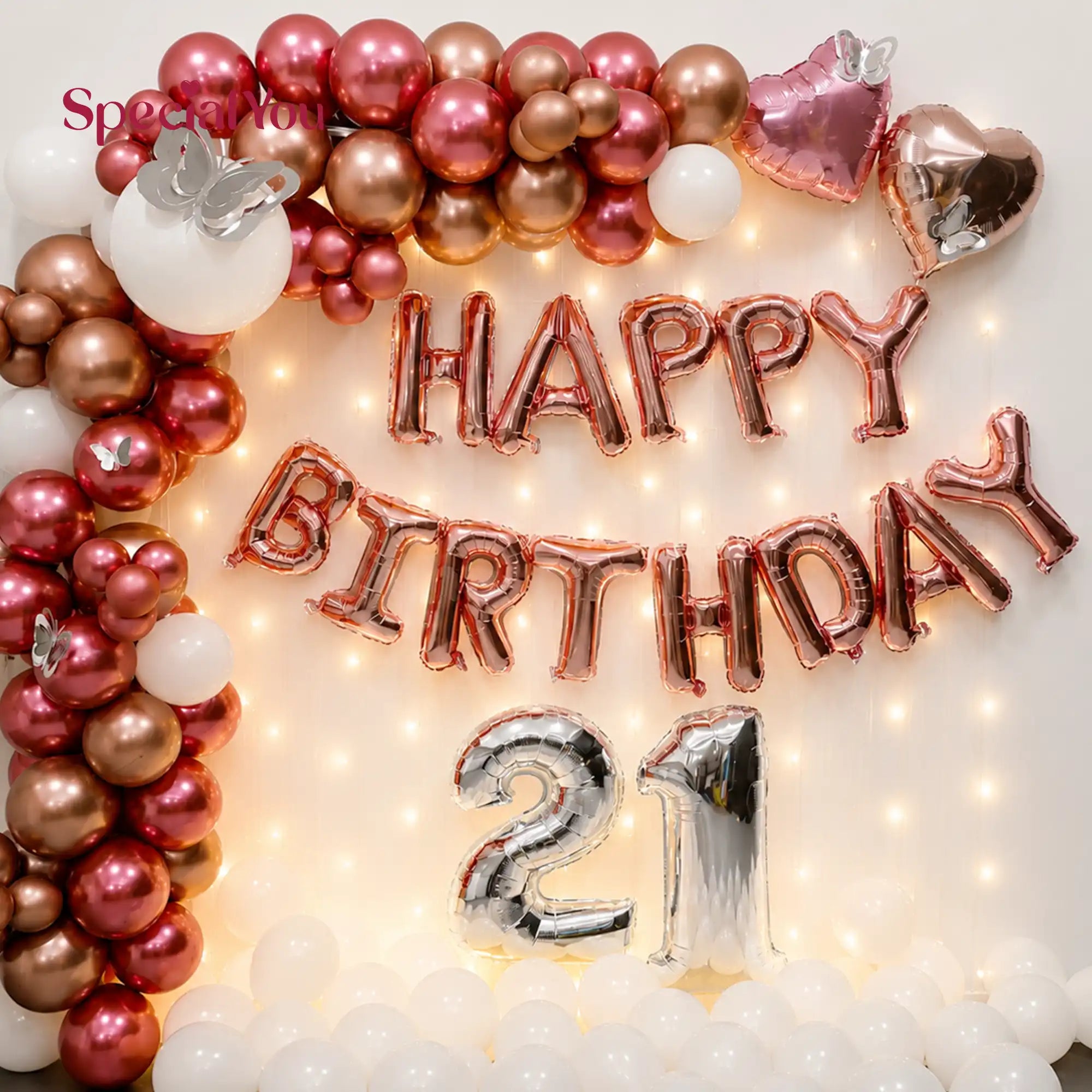 21st Birthday Balloon Backdrop Decoration Setup