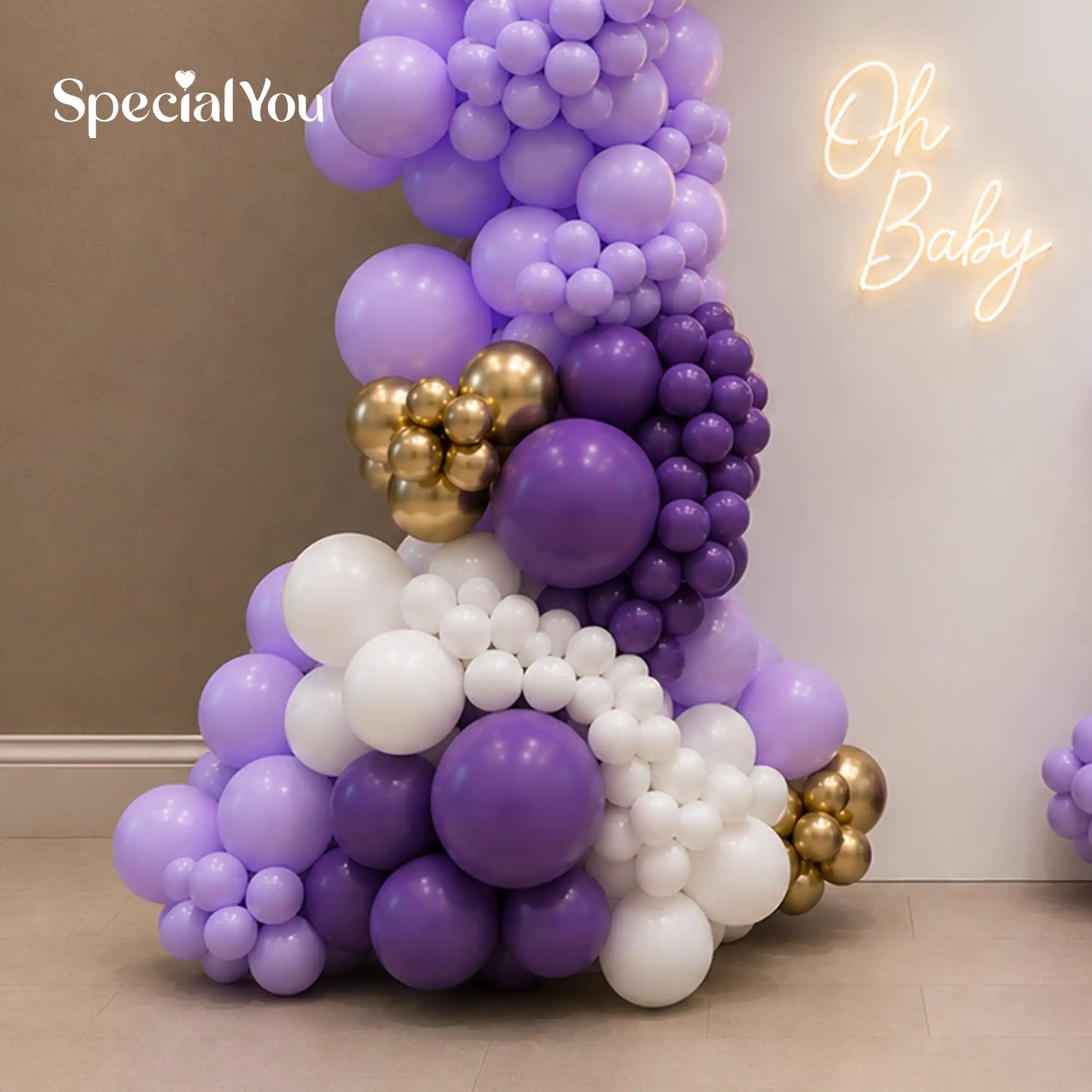 Purple and Gold Baby Shower Balloon Decoration